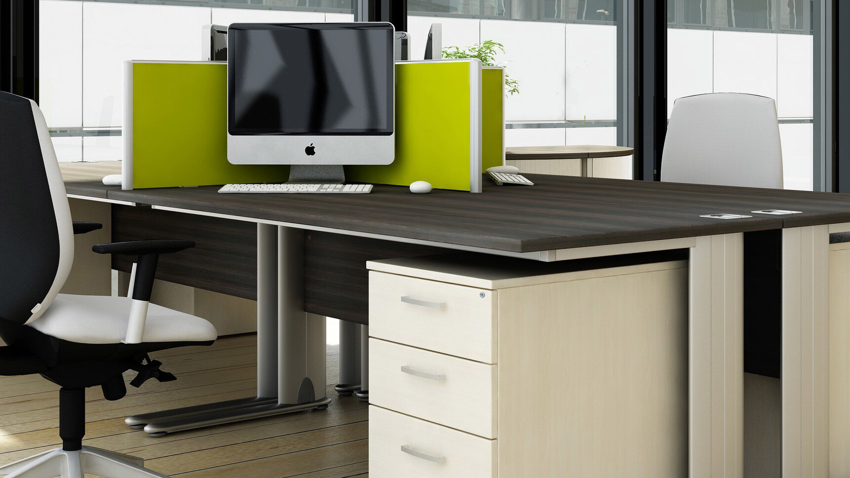 Elite Office Furniture Optima Plus Rectangular Desks Wood Finish Detail Image