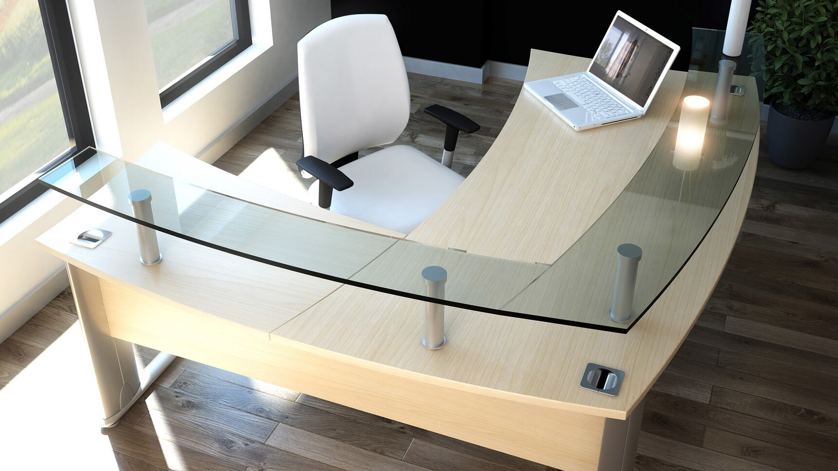 Elite Office Furniture Optima Plus Reception Desk Wood Finish Detail Image