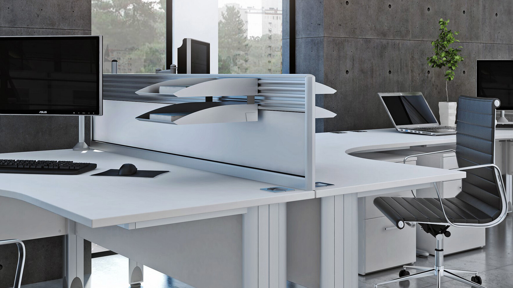 Elite Office Furniture Optima Plus Symmetrical Crescent Workstations White Finish Detail Image
