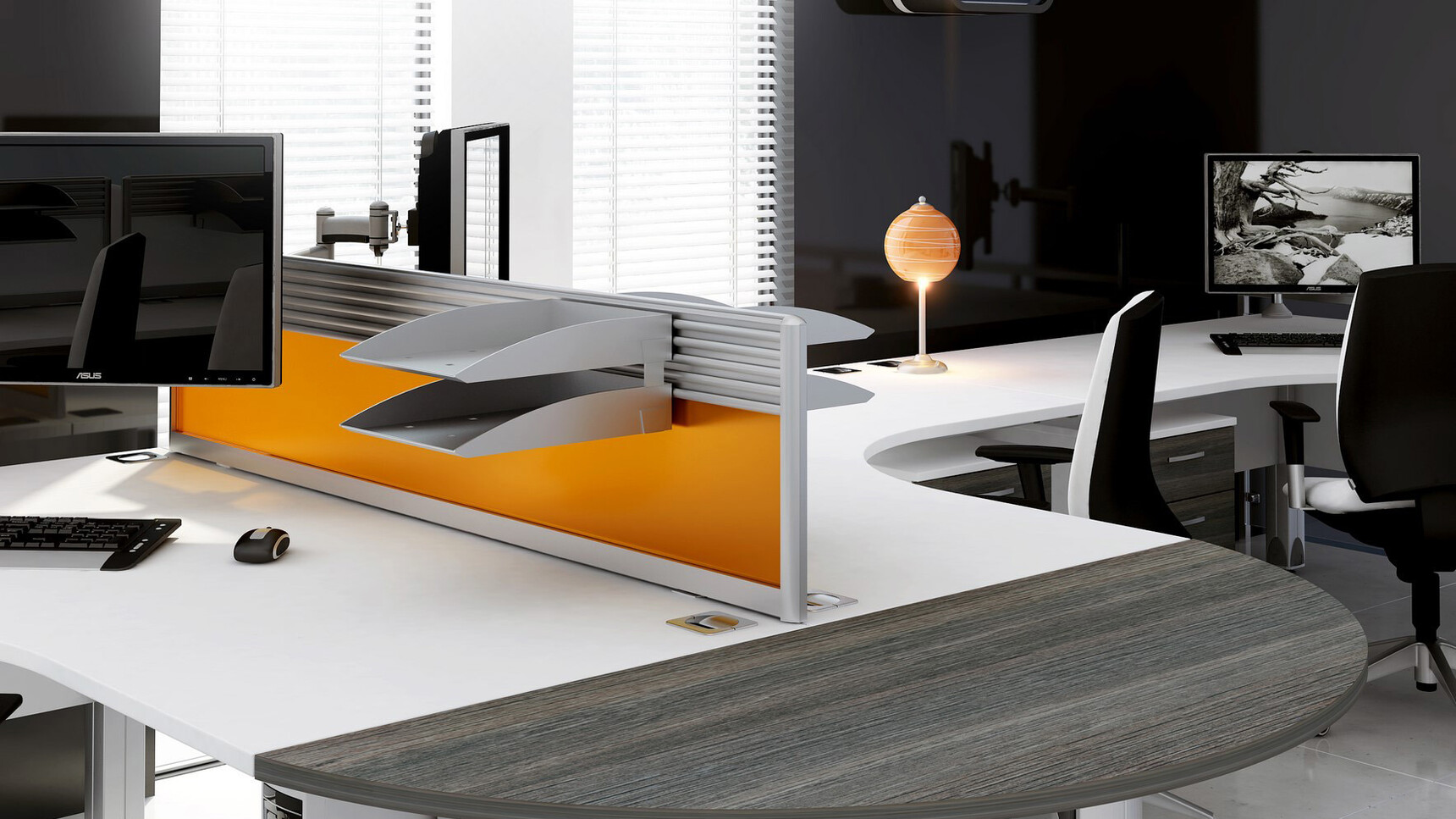 Elite Office Furniture Optima Plus 120 Degree Workstations White Finish Detail Image