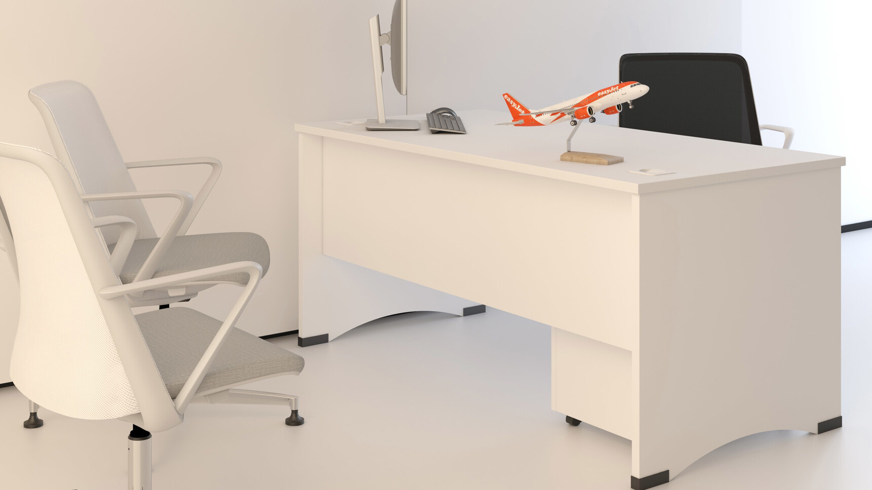 Elite Office Furniture Windsor Rectangular Desk White Finish In Office Setting
