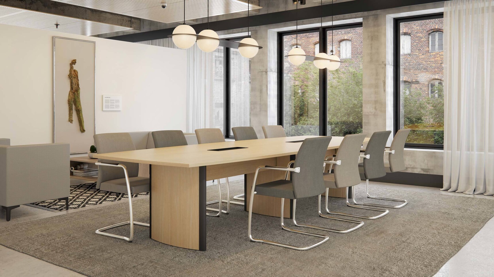 Elite Office Furniture Aerofoil Boardroom Table Two Section Top In Office Setting