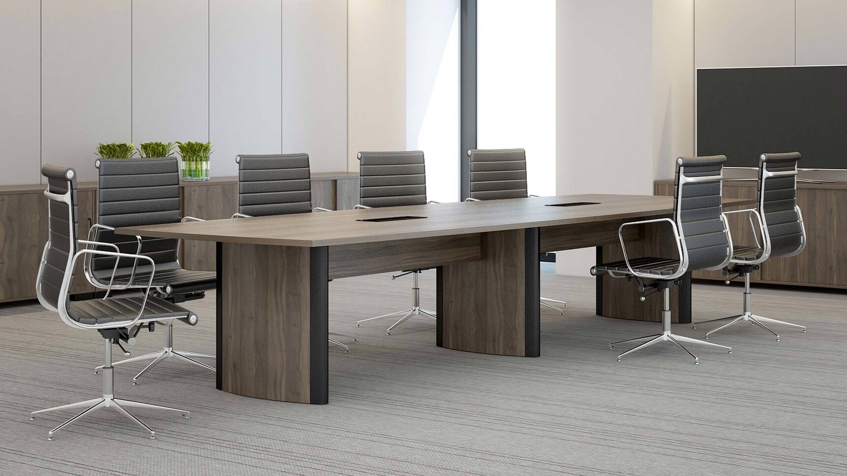 Elite Office Furniture Aerofoil Boardroom Table With Chairs At Table In Office Setting