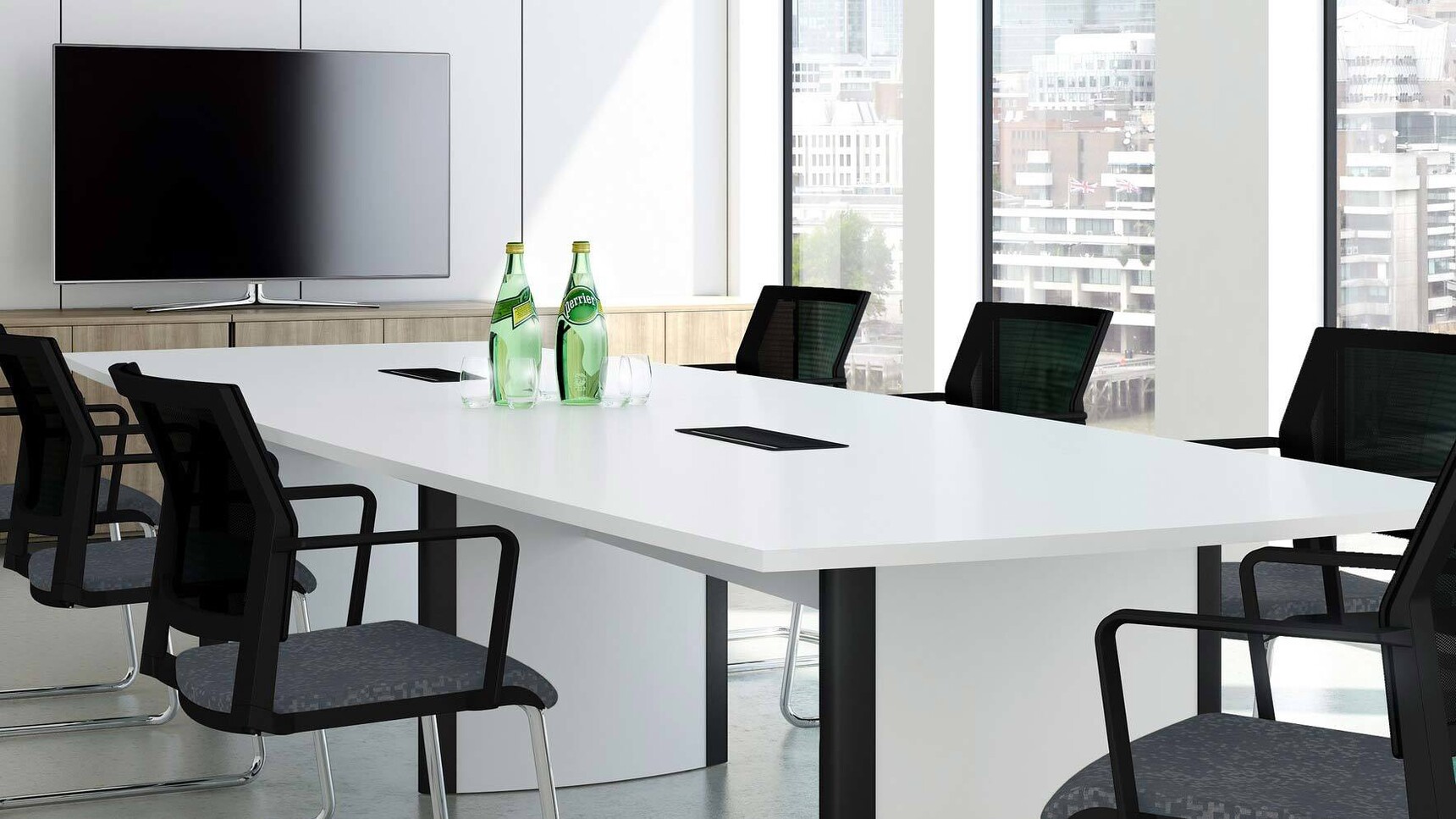 Elite Office Furniture Aerofoil Boardroom Table White Finish Detail Image