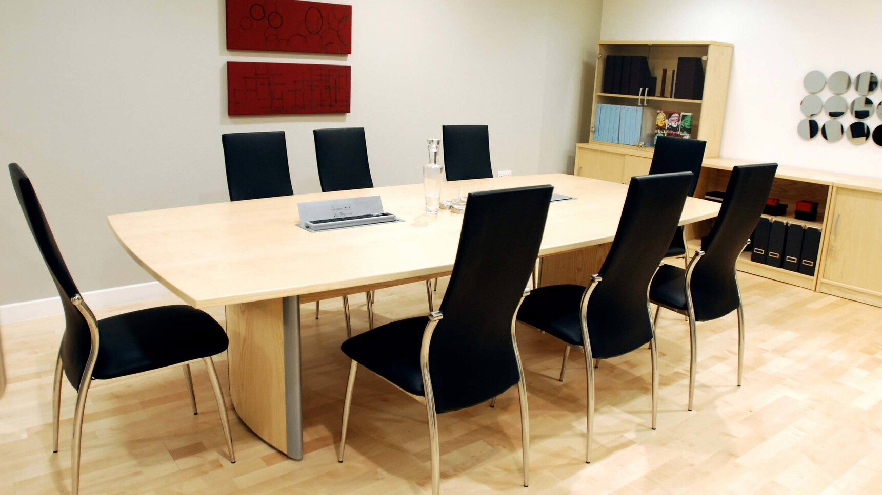 Elite Office Furniture Aerofoil Boardroom Table One Section Top Wood Finish In Office Environment