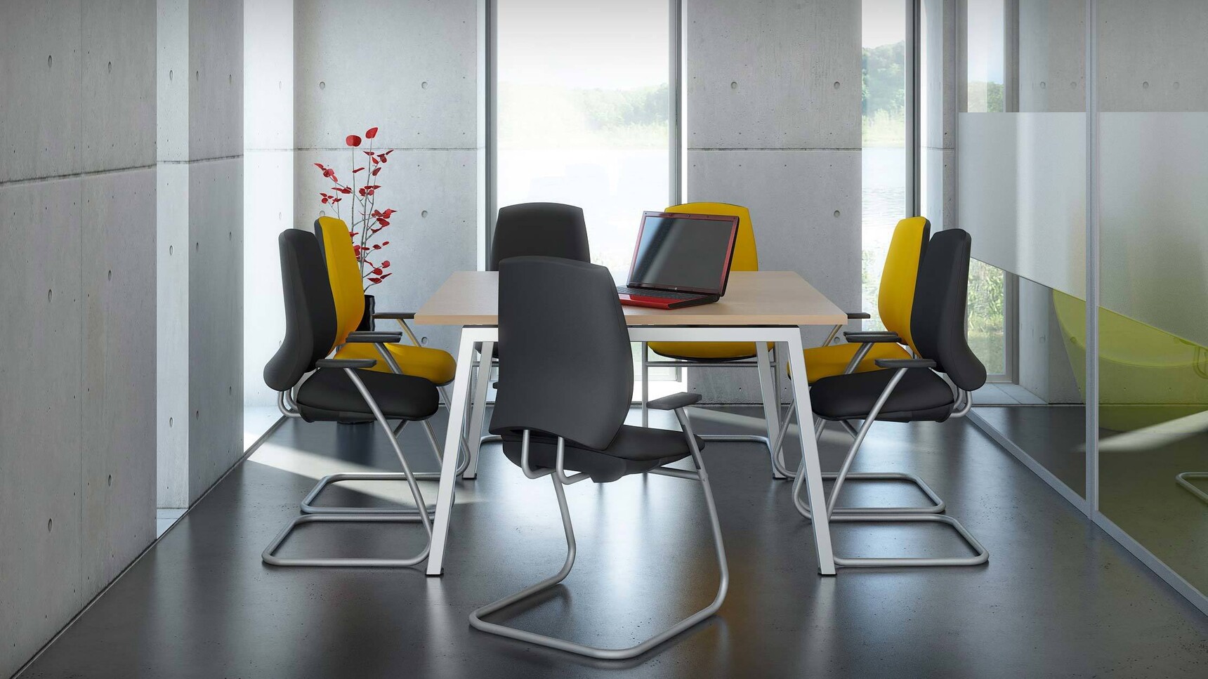 Elite Office Furniture Linnea Meeting Table With Cantilever Chairs In Office