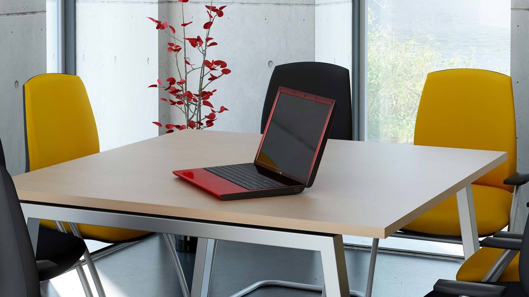 Elite Office Furniture Linnea Meeting Table Orange Chairs Detail Image