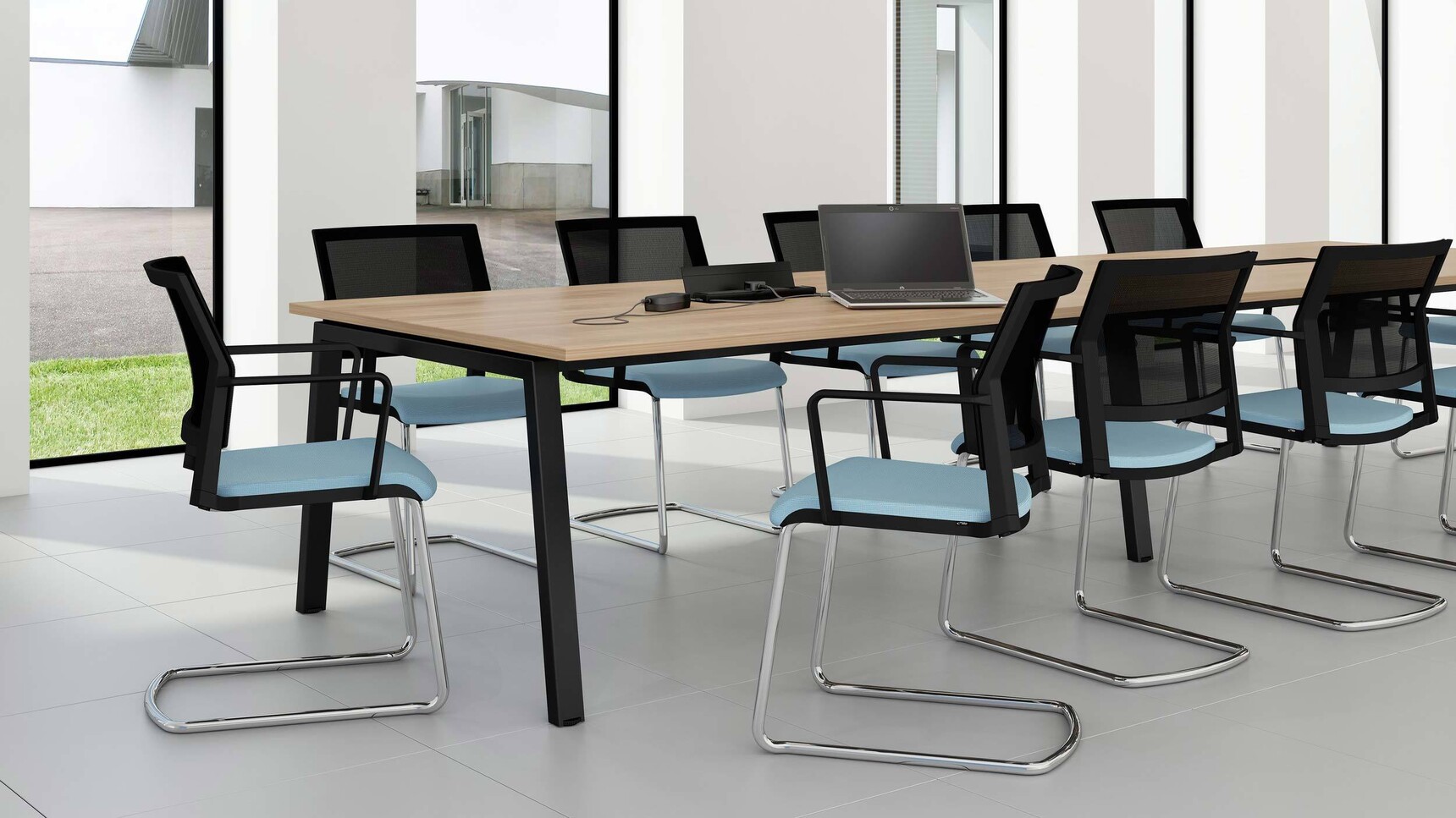 Elite Office Furniture Linnea Meeting Table With Chairs In Office Setting