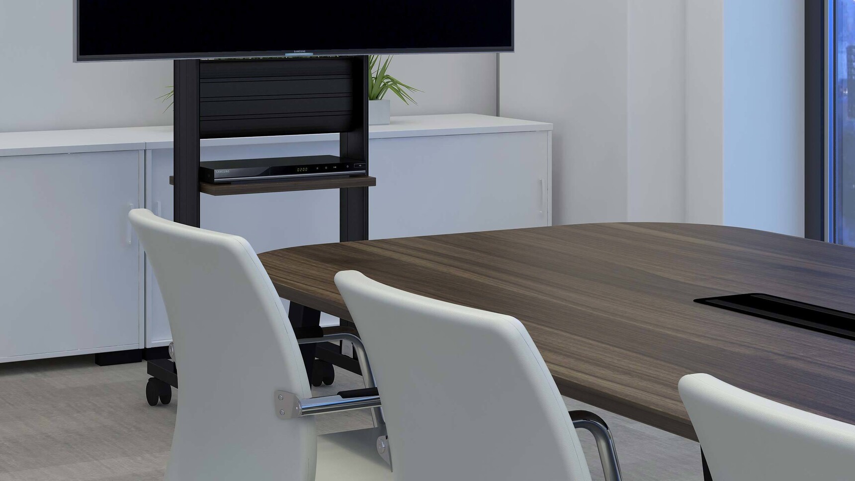 Elite Office Furniture Linnea Meeting Table Wood Top White Chairs Detail Image