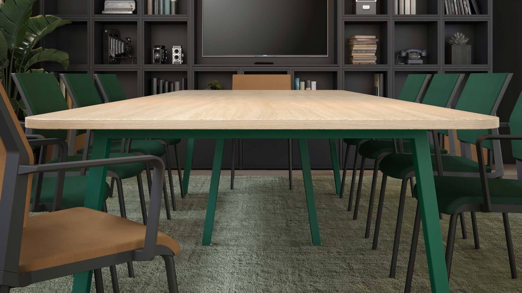 Elite Office Furniture Linnea Double D Ended Conference Table Wood Finish Detail Image