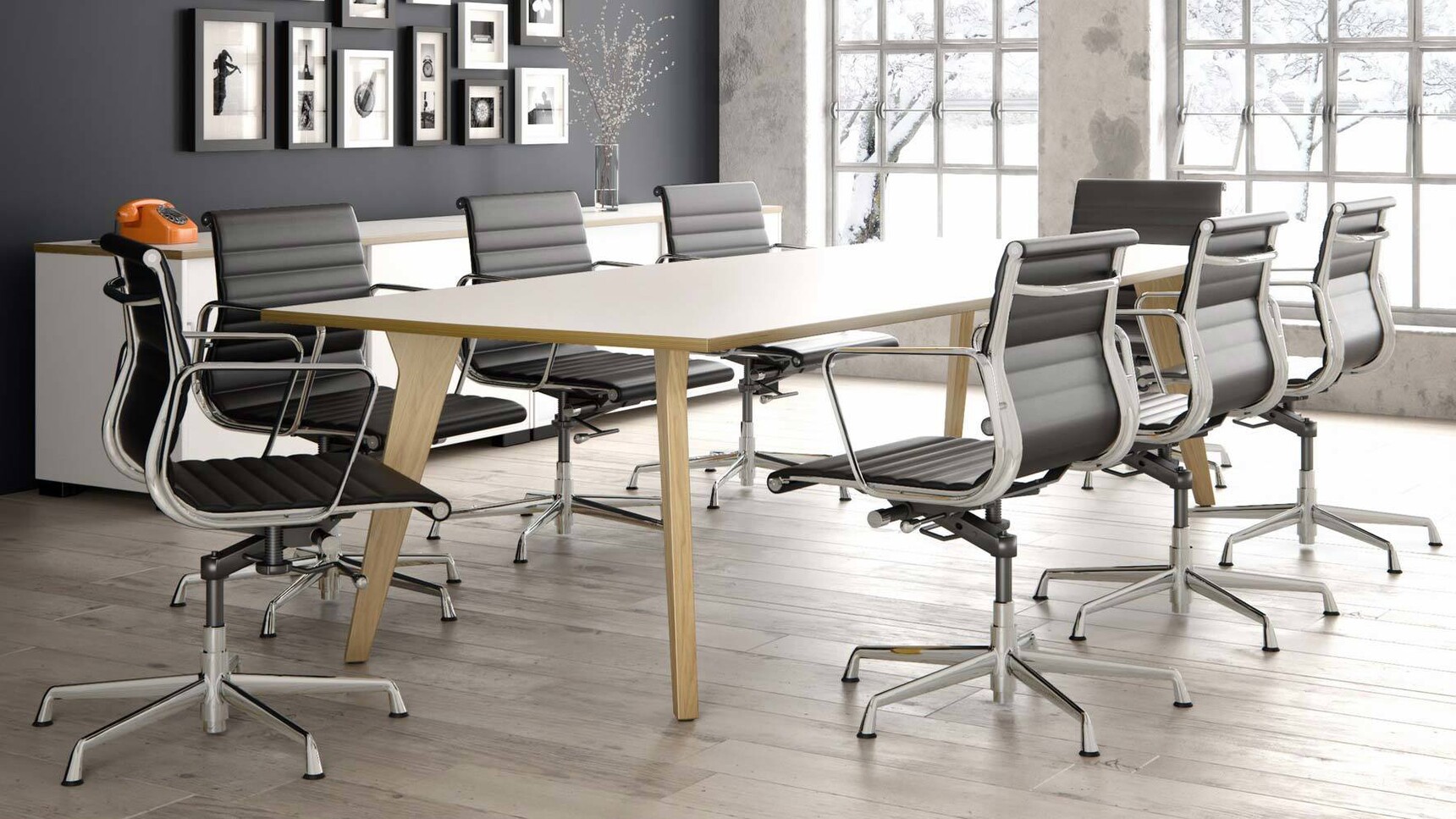 Elite Office Furniture Lux Square Meeting Table White Finish Top Wood Frame Chairs Office Environment