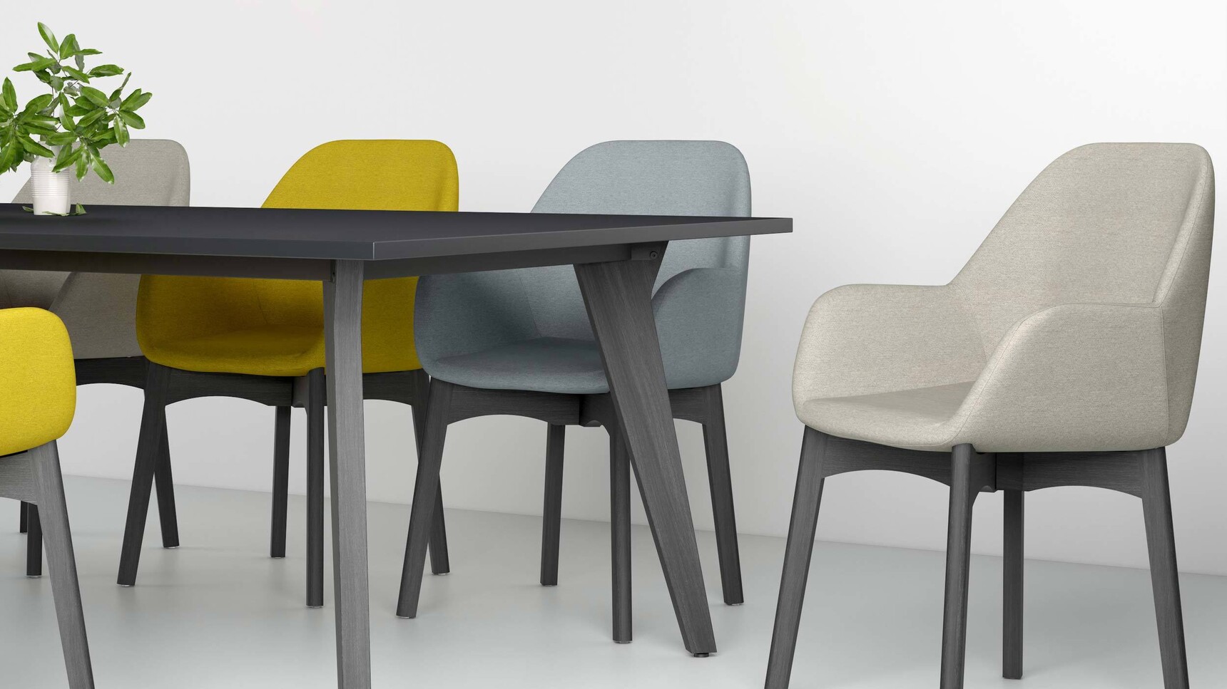 Elite Office Furniture Lux Square Meeting Table Black Finish Five Chairs Detail Image