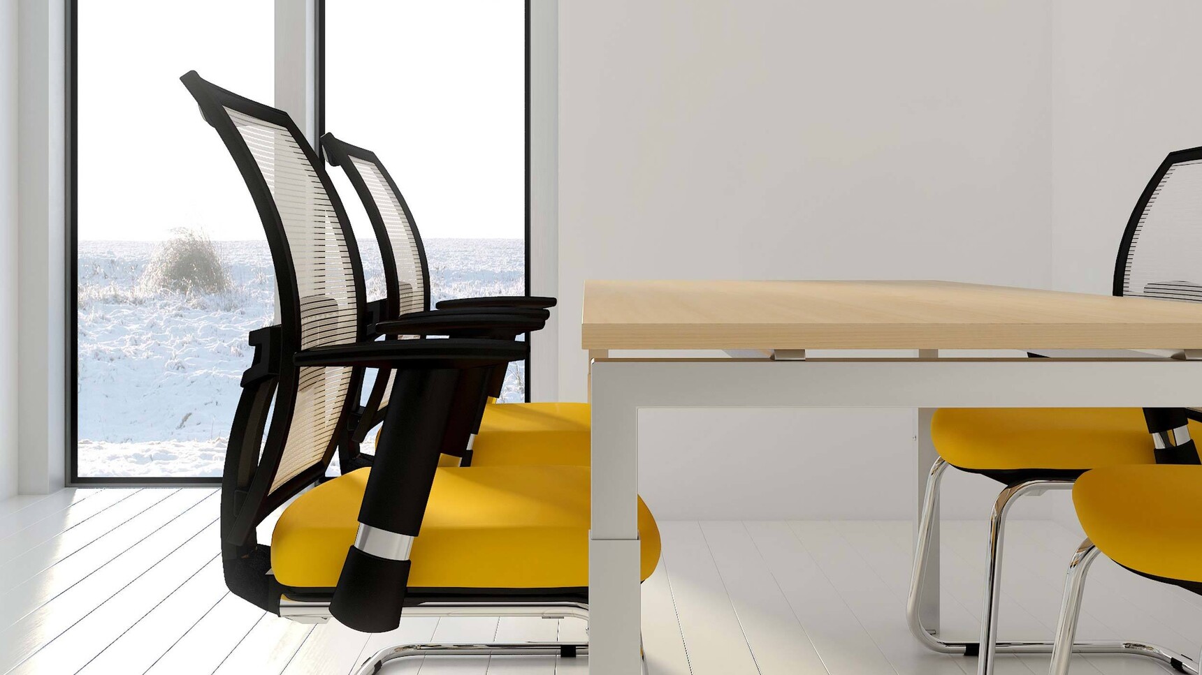 Elite Office Furniture Matrix Meeting Table Wood Top Silver Frame Detail Image