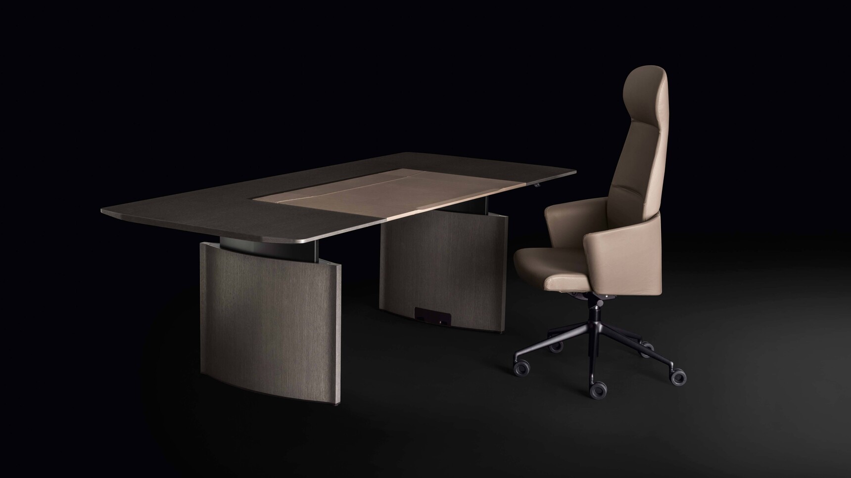 Bralco Eleva Height Adjustable Executive Desk With Chair Black Background