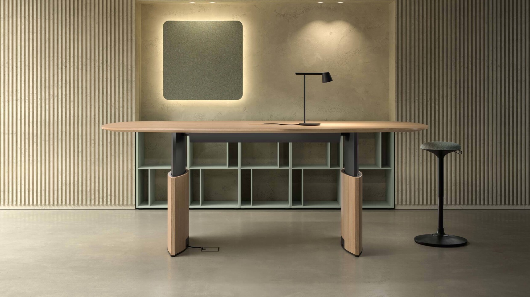 Bralco Eleva Height Adjustable Executive Desk With Stool Family Image