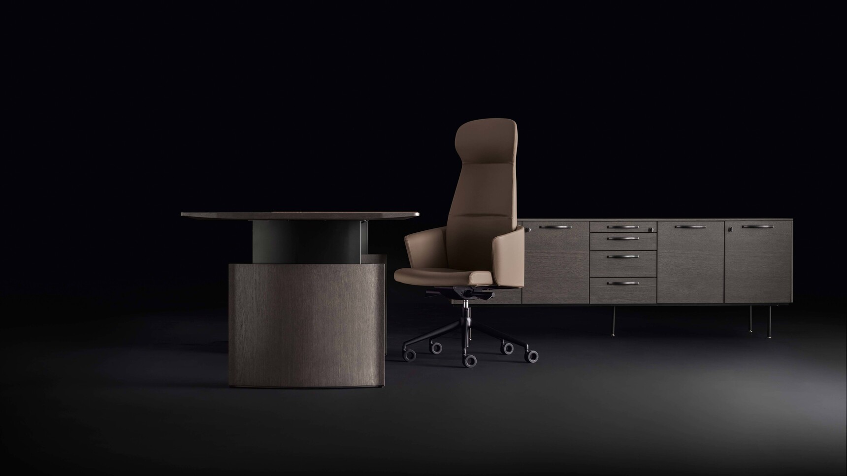 Bralco Eleva Height Adjustable Executive Desk With Storage Black Background