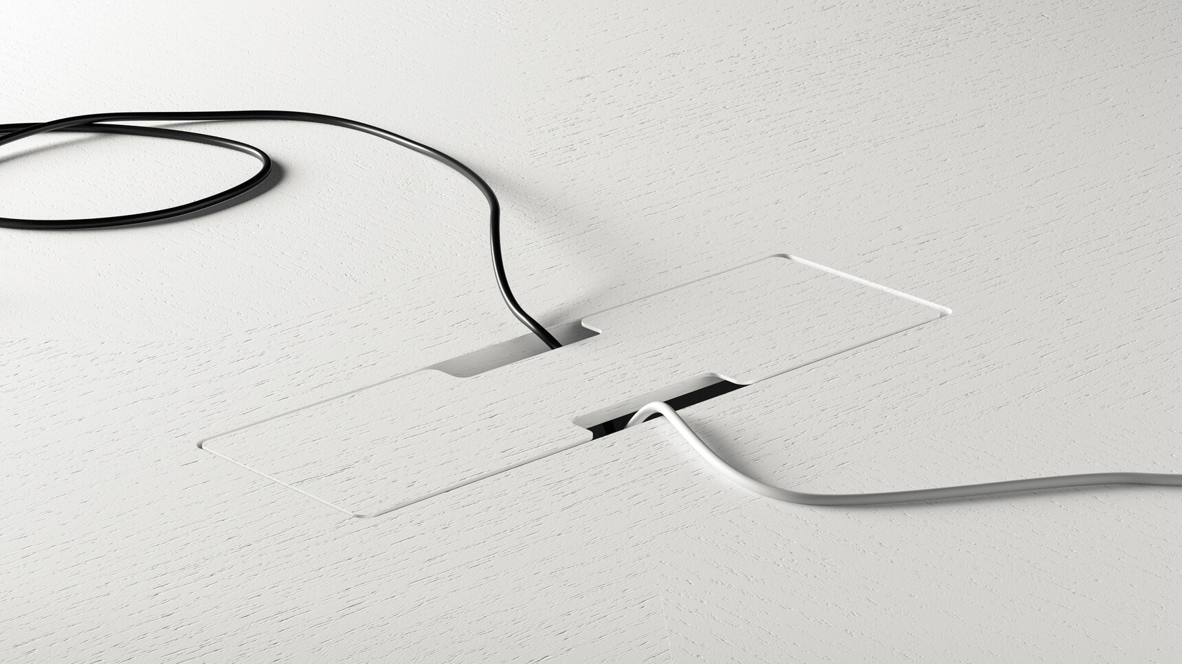 Bralco Trilo Triangular Meeting Table White Wood Finish Top Access Detail Image