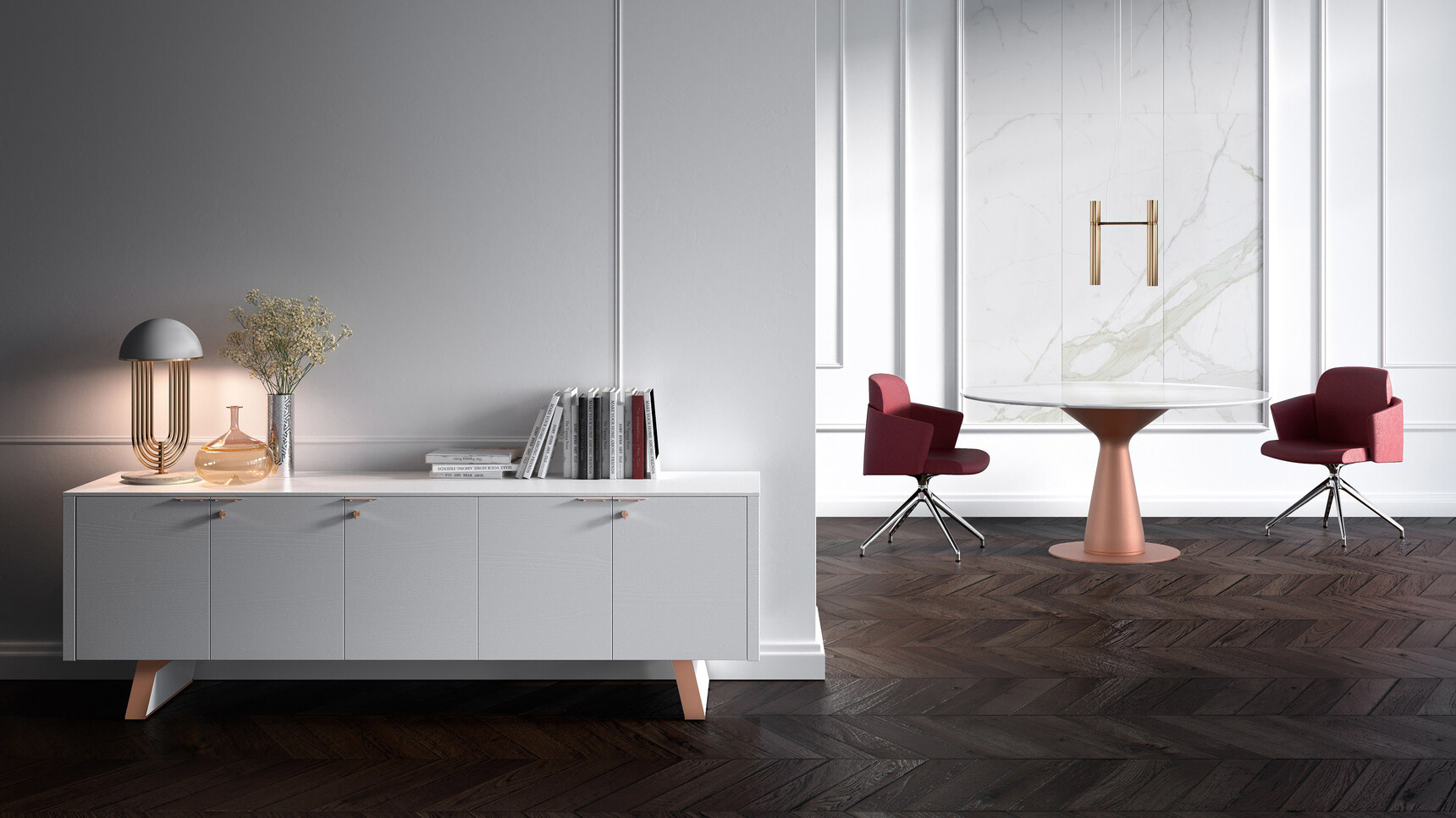 Bralco Metar Credenza Storage Unit White Finish In Office Setting