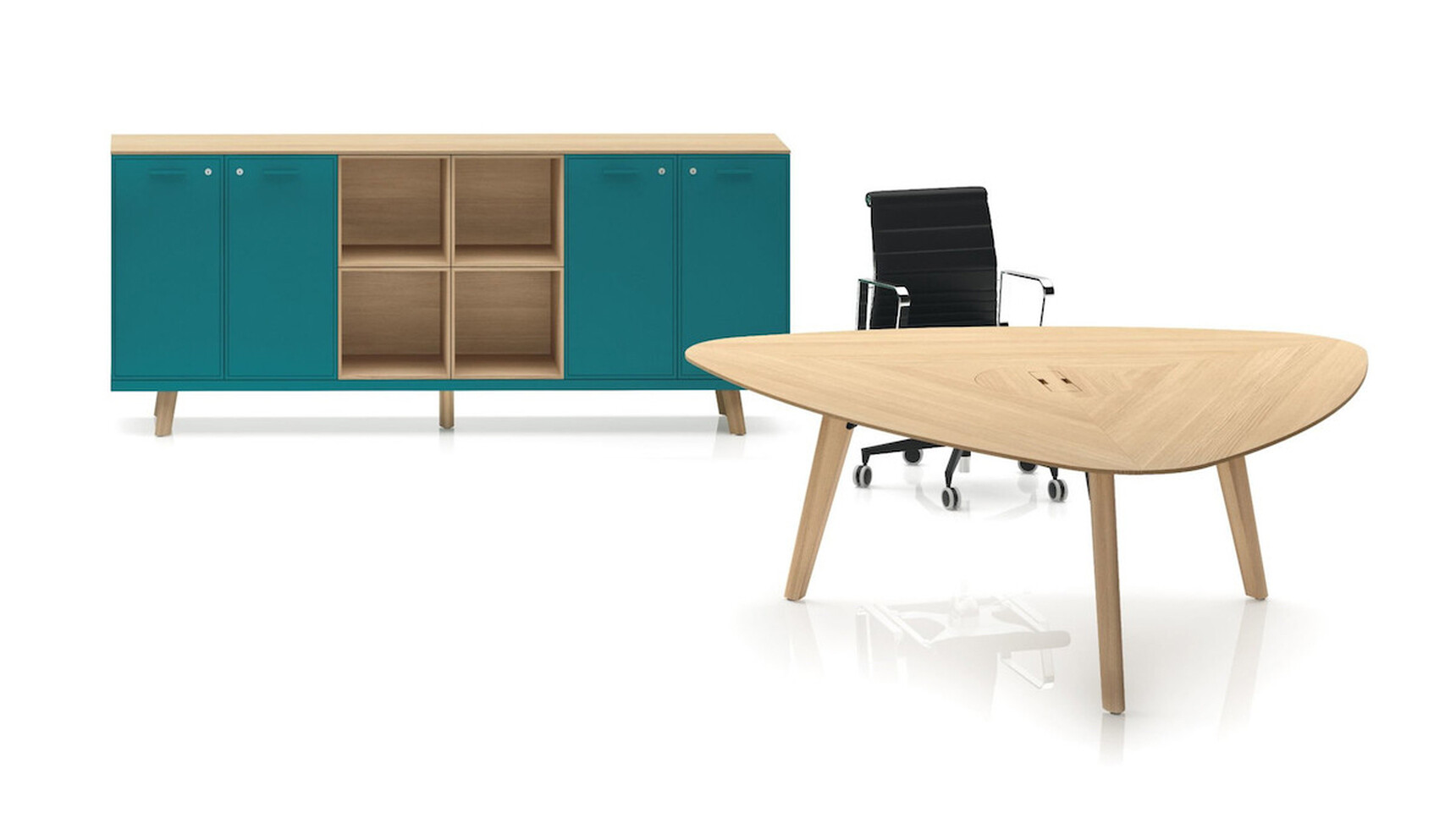 Bralco Rail Triangular Meeting Table With Chair With Storage Family Image