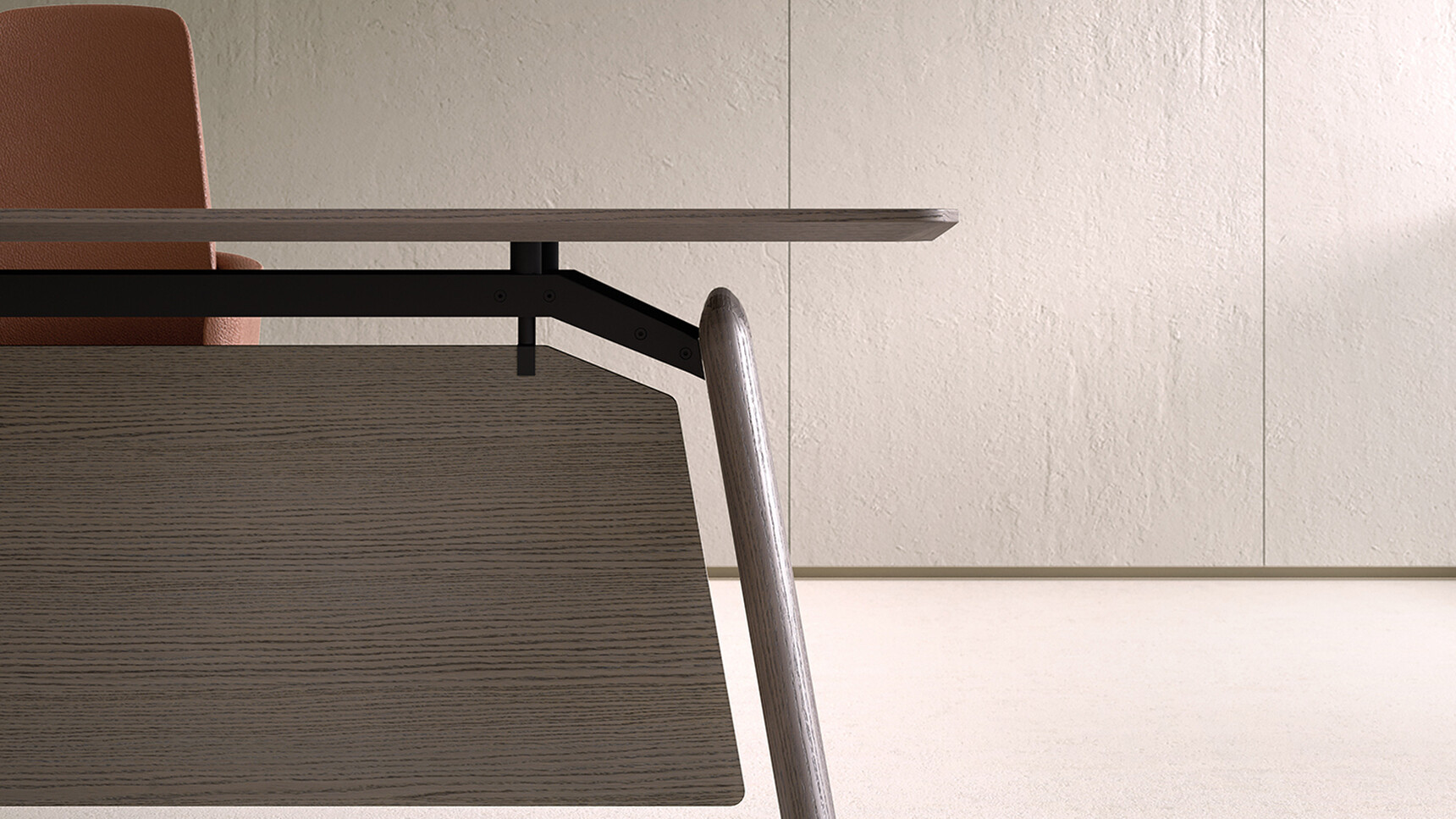 Bralco Rail Executive Office Desk Veneer Finish With Modesty Panel Detail Image