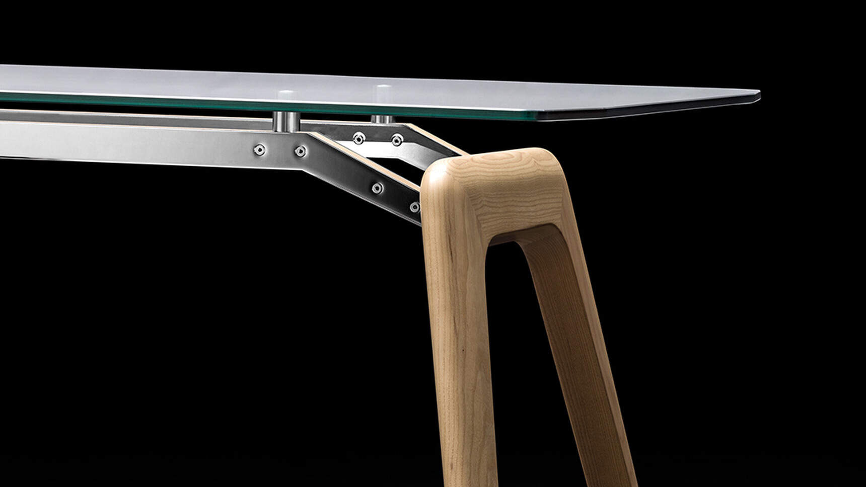 Bralco Rail L-Shaped Executive Office Desk Glass Top With Return Storage Unit Detail Image