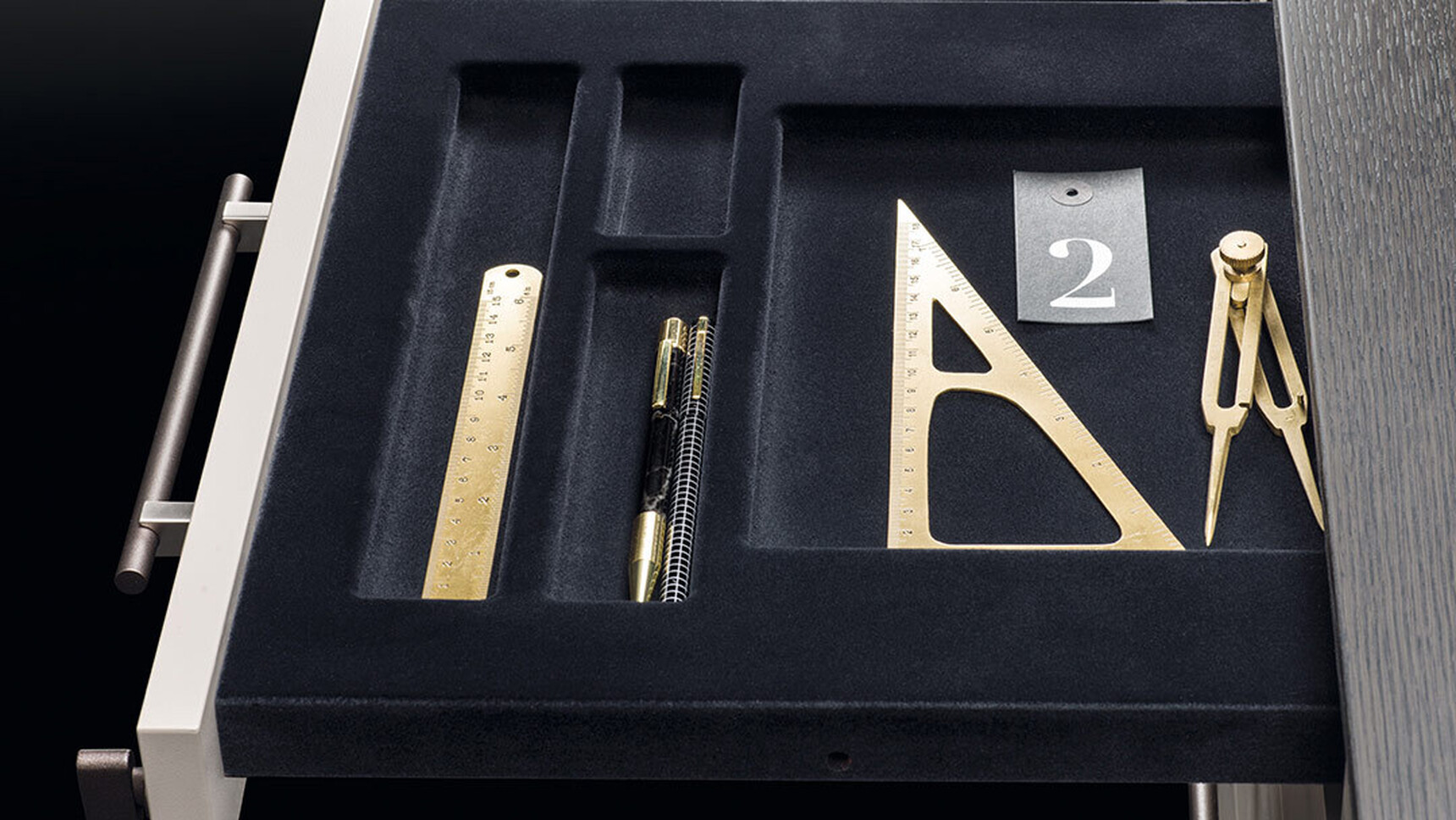 Bralco Arche L-Shaped Executive Office Desk With Return Storage Unit Drawer Detail Image