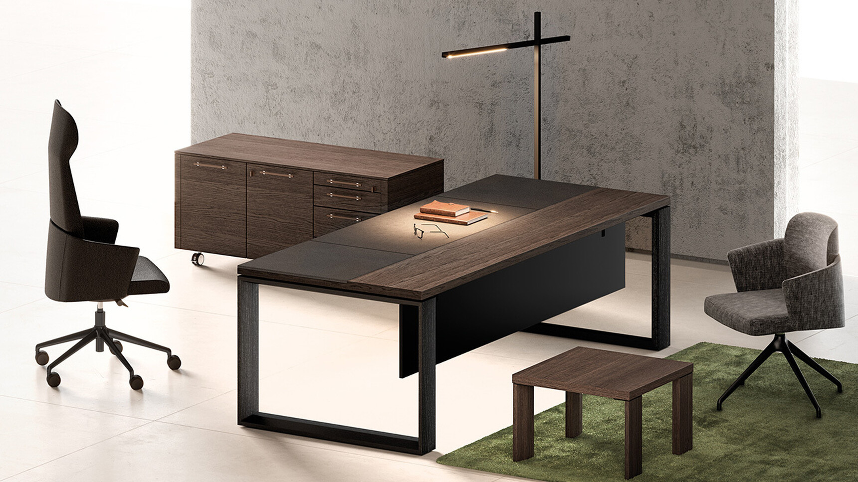 Bralco Arche Credenza Storage Unit With Arche Executive Desk With Modesty Panel In Situ