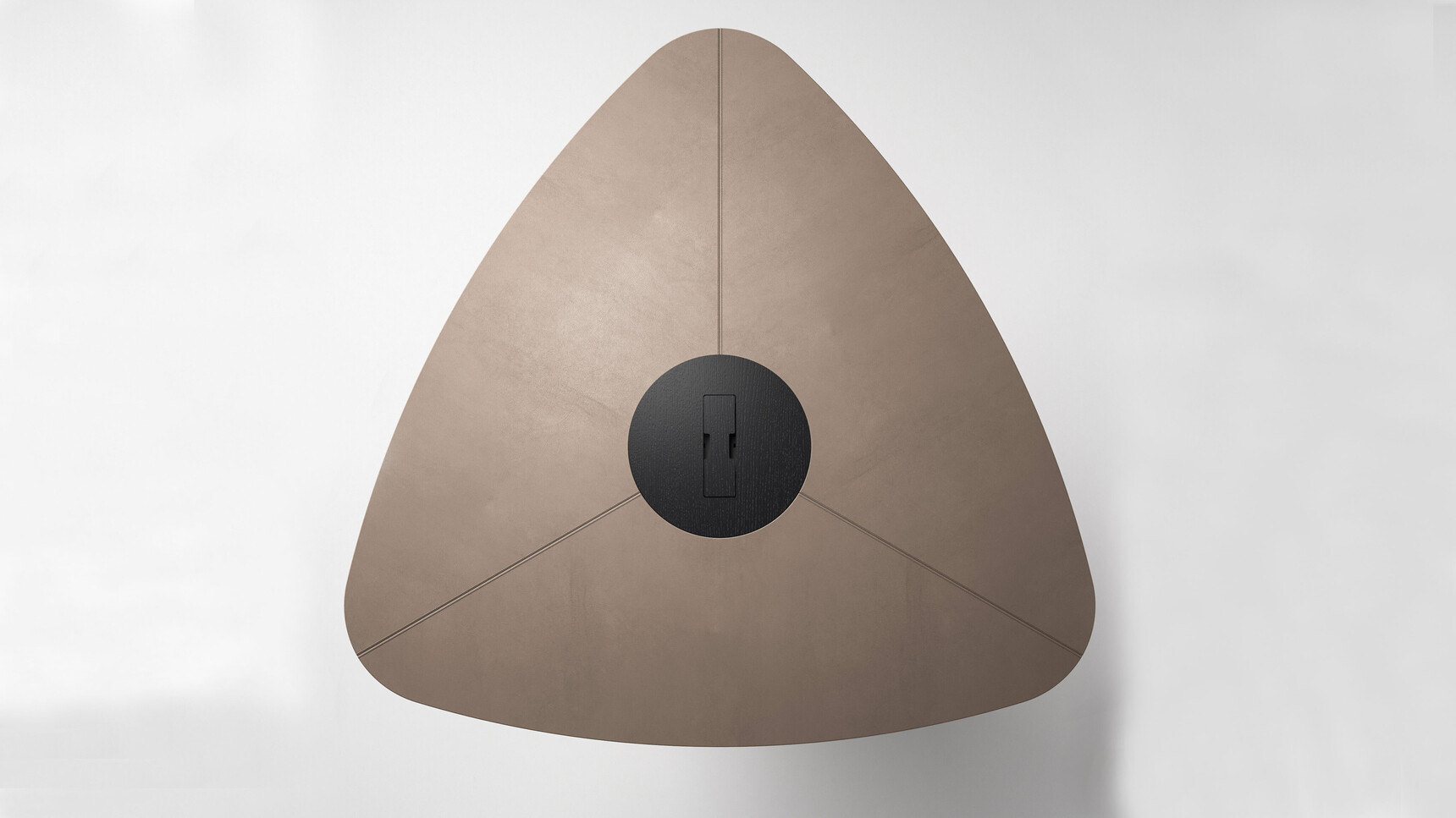 Bralco Trilo Triangular Meeting Table Leather Overhead Image