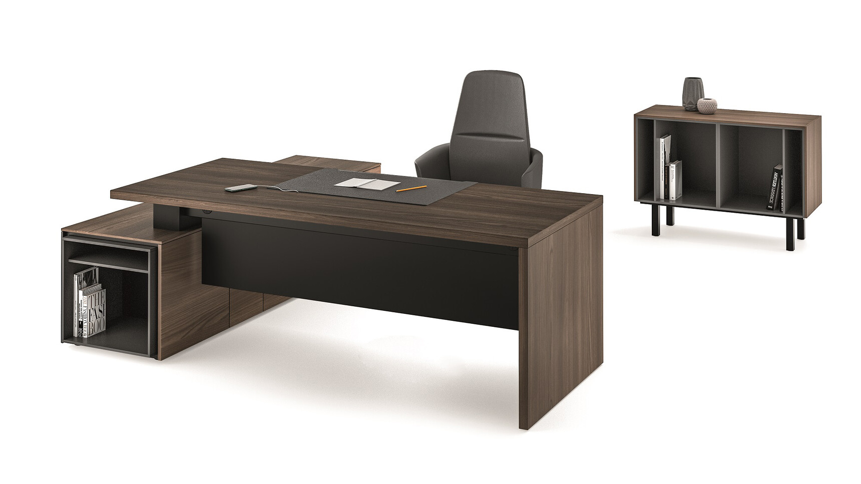 Bralco Sile L-Shaped Managerial Office Desk With Return Storage Unit With Storage Family Image