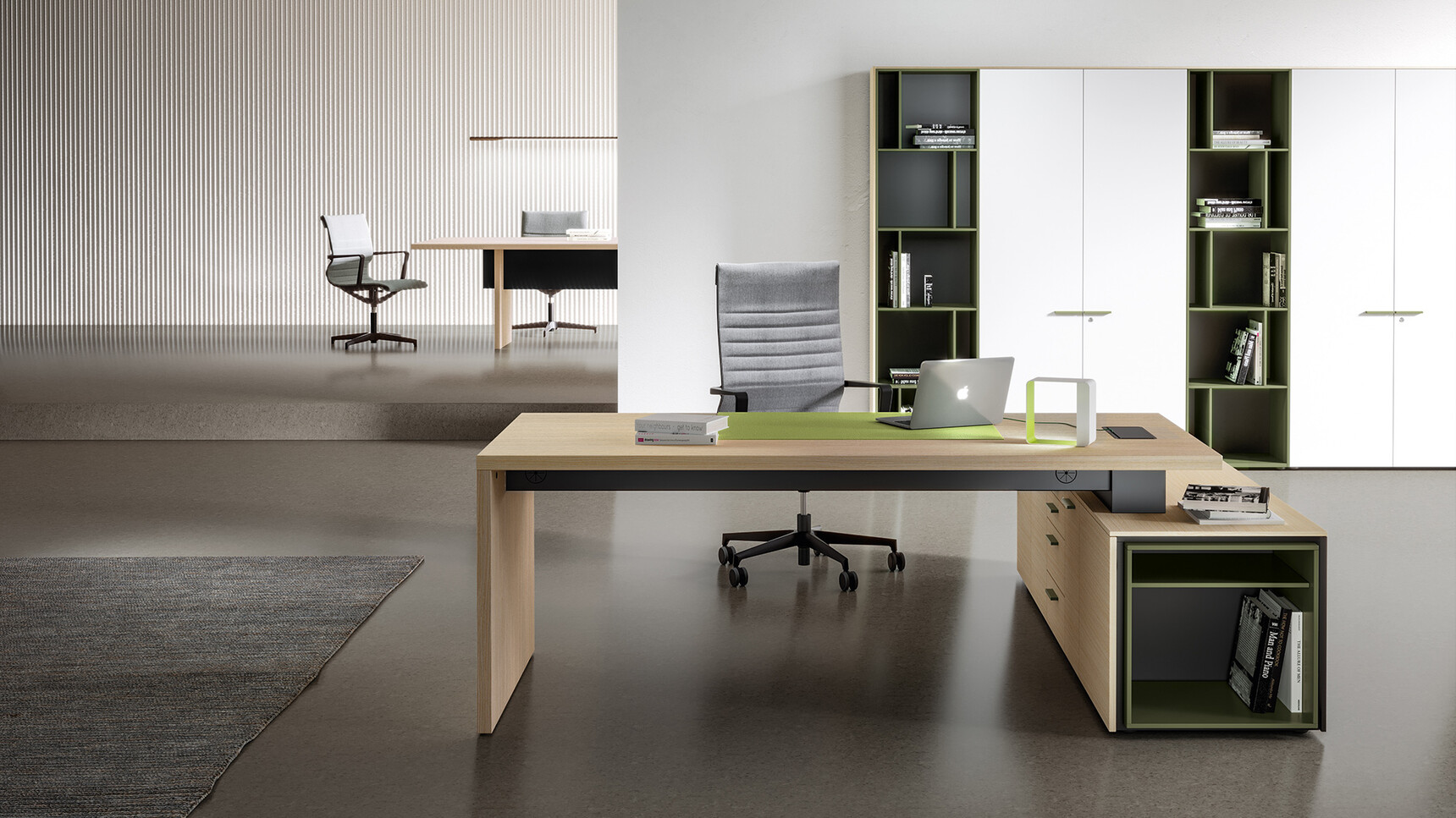 Bralco Sile L-Shaped Managerial Office Desk With Return Storage Unit In Office Environment
