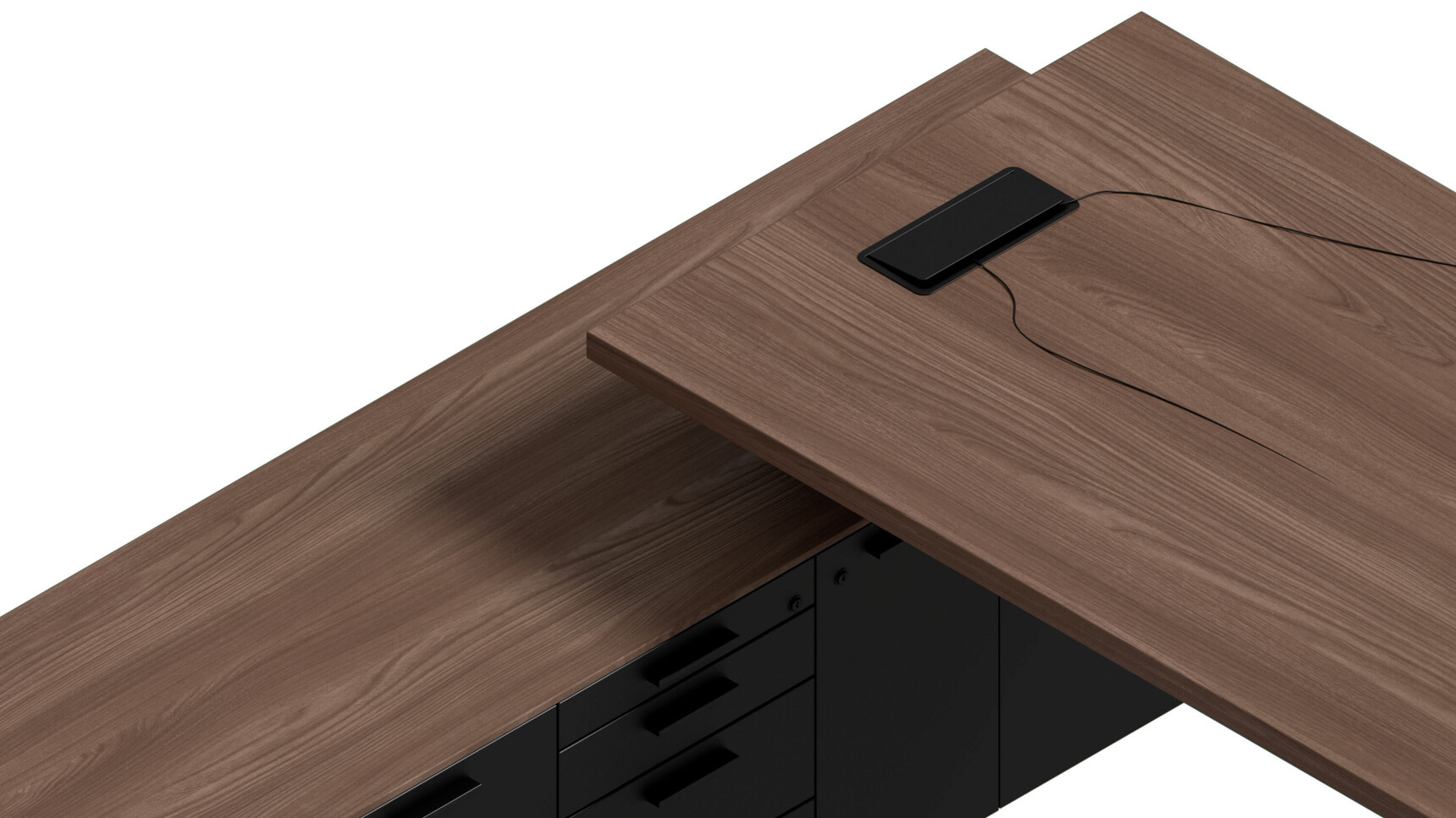 Bralco Sile L-Shaped Managerial Office Desk With Return Storage Unit & Leather Cover Detail Image Of Return