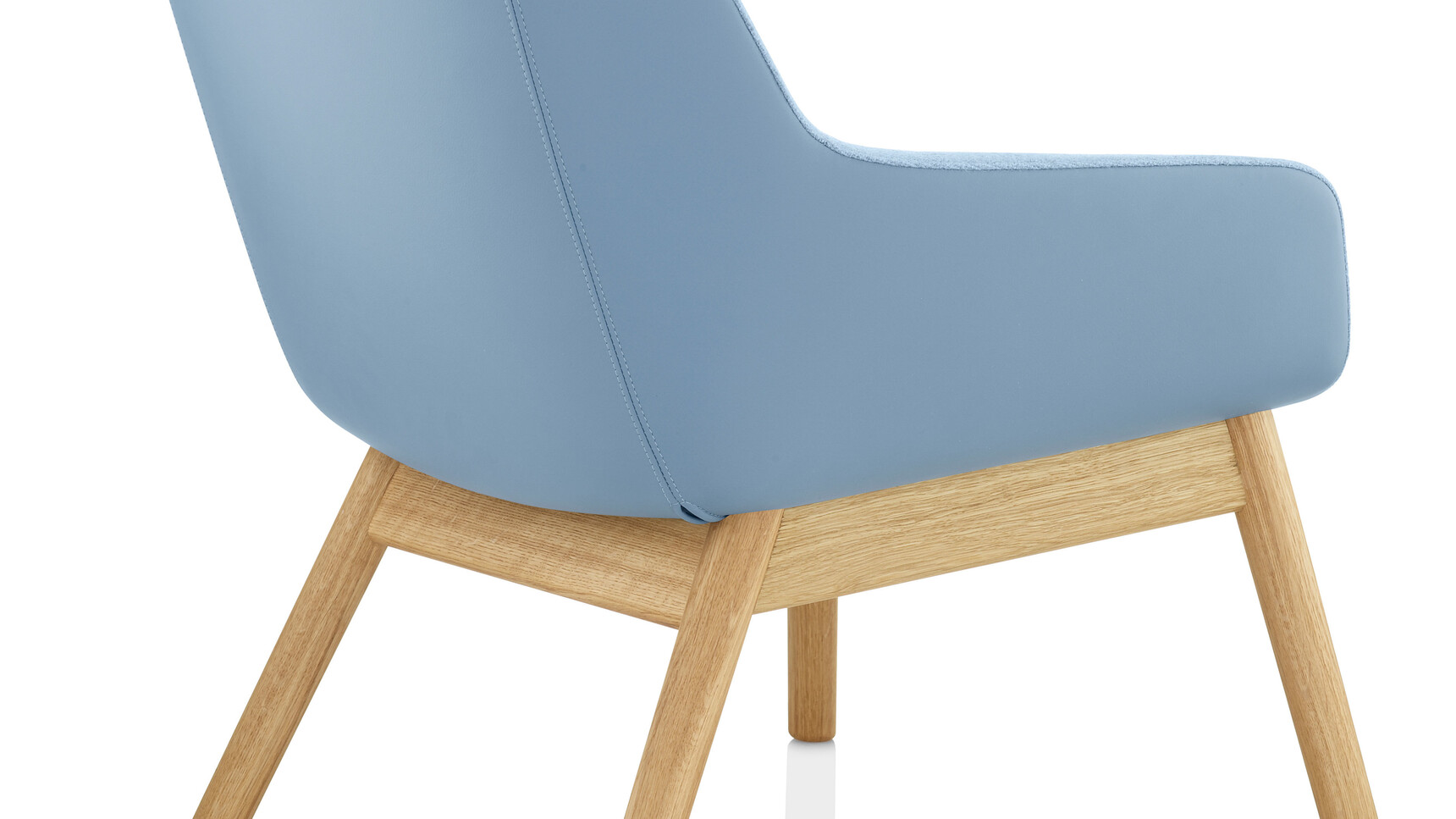 Boss Design Marnie High Back Wood Base Lounge Chair With Light Blue Upholstery And Four Leg Wood Base Finish Detail Image