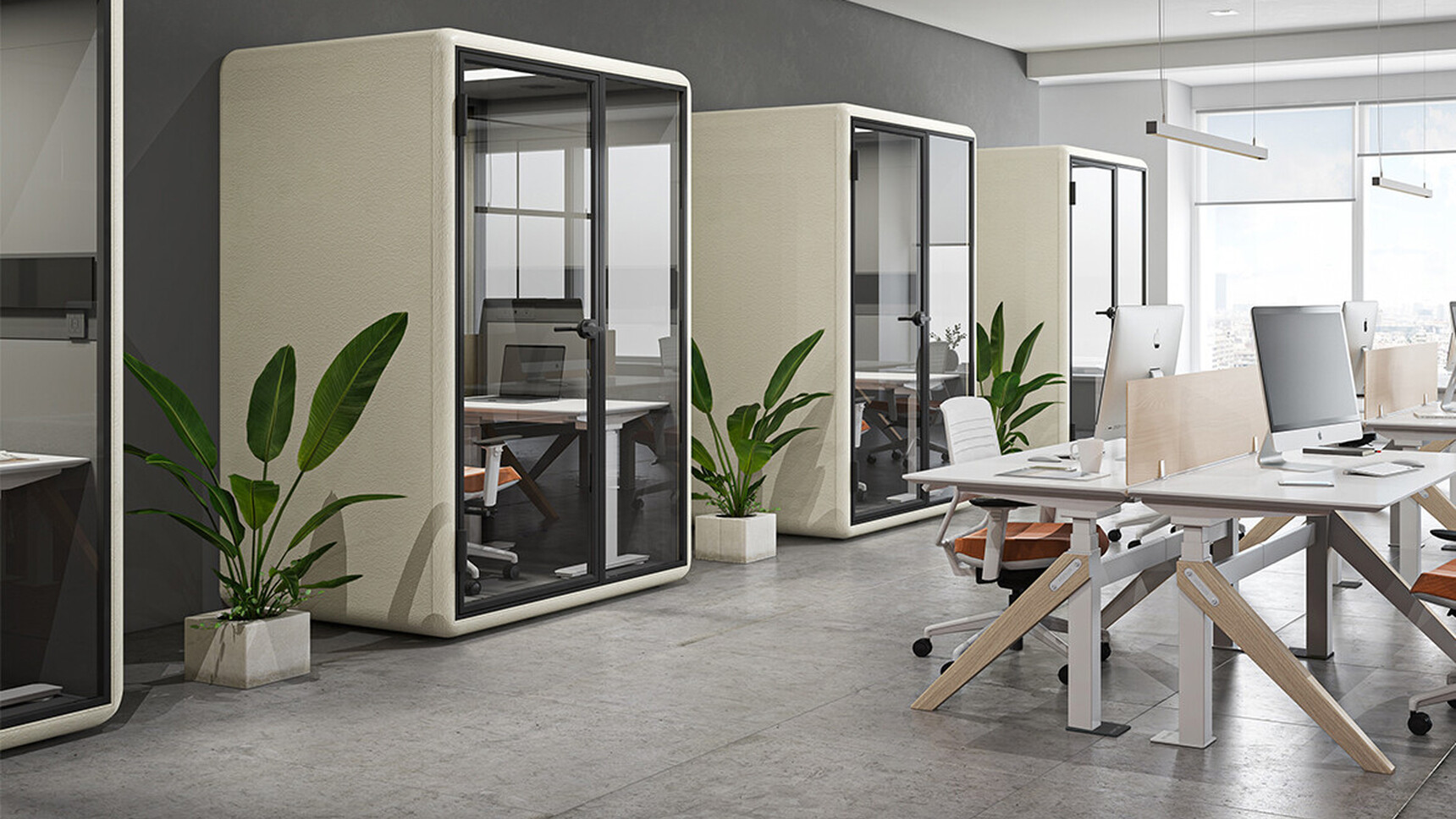 Koplus Kolo Midi Studio Booths White Finish In Office Setting