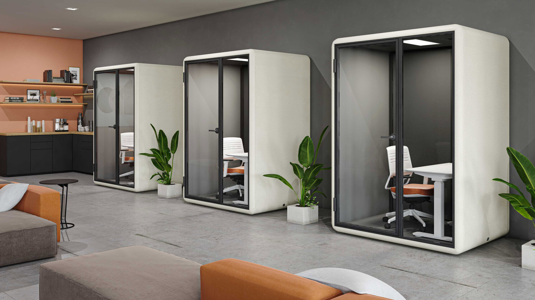 Koplus Kolo Midi Studio Booths White Finish In Office Environment