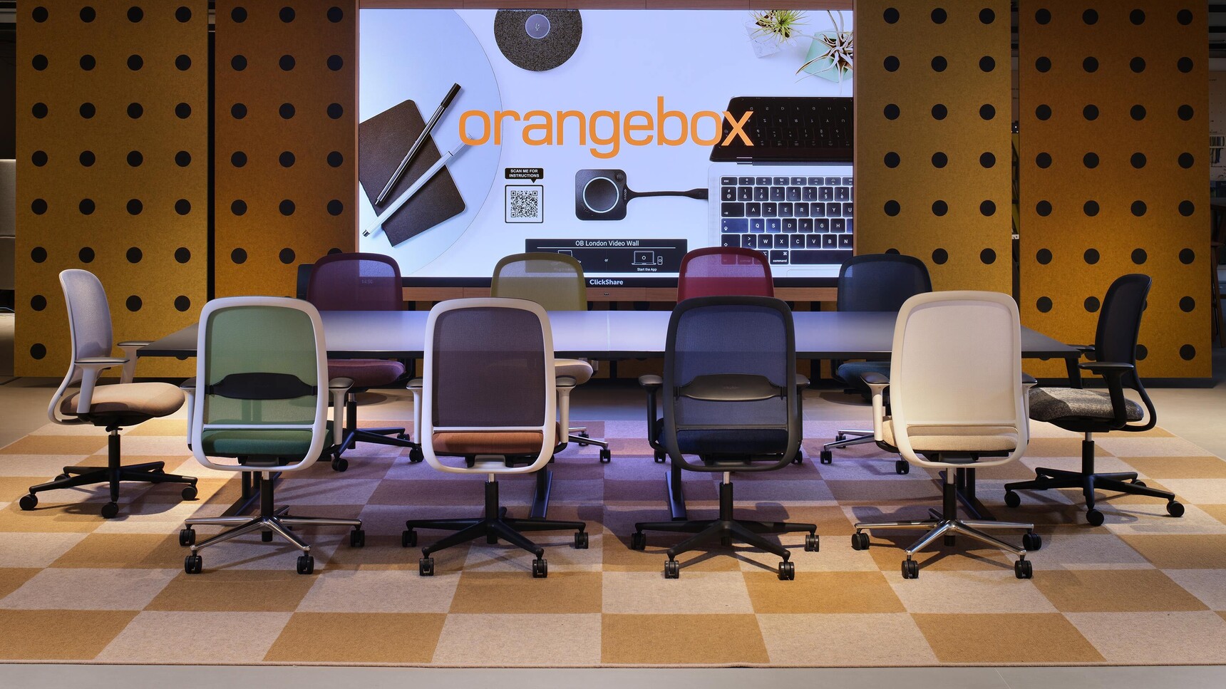 Orangebox Recur Mesh Back Office Chairs At Table In Office Environment
