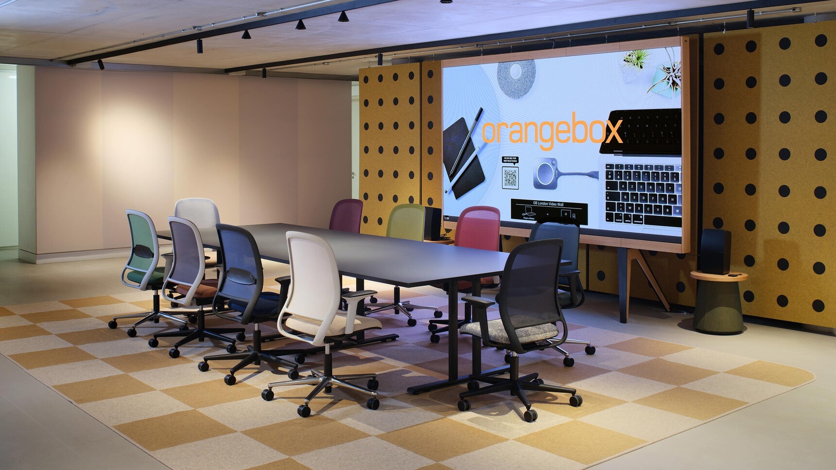Orangebox Recur Mesh Back Office Chairs At Table In Office Setting