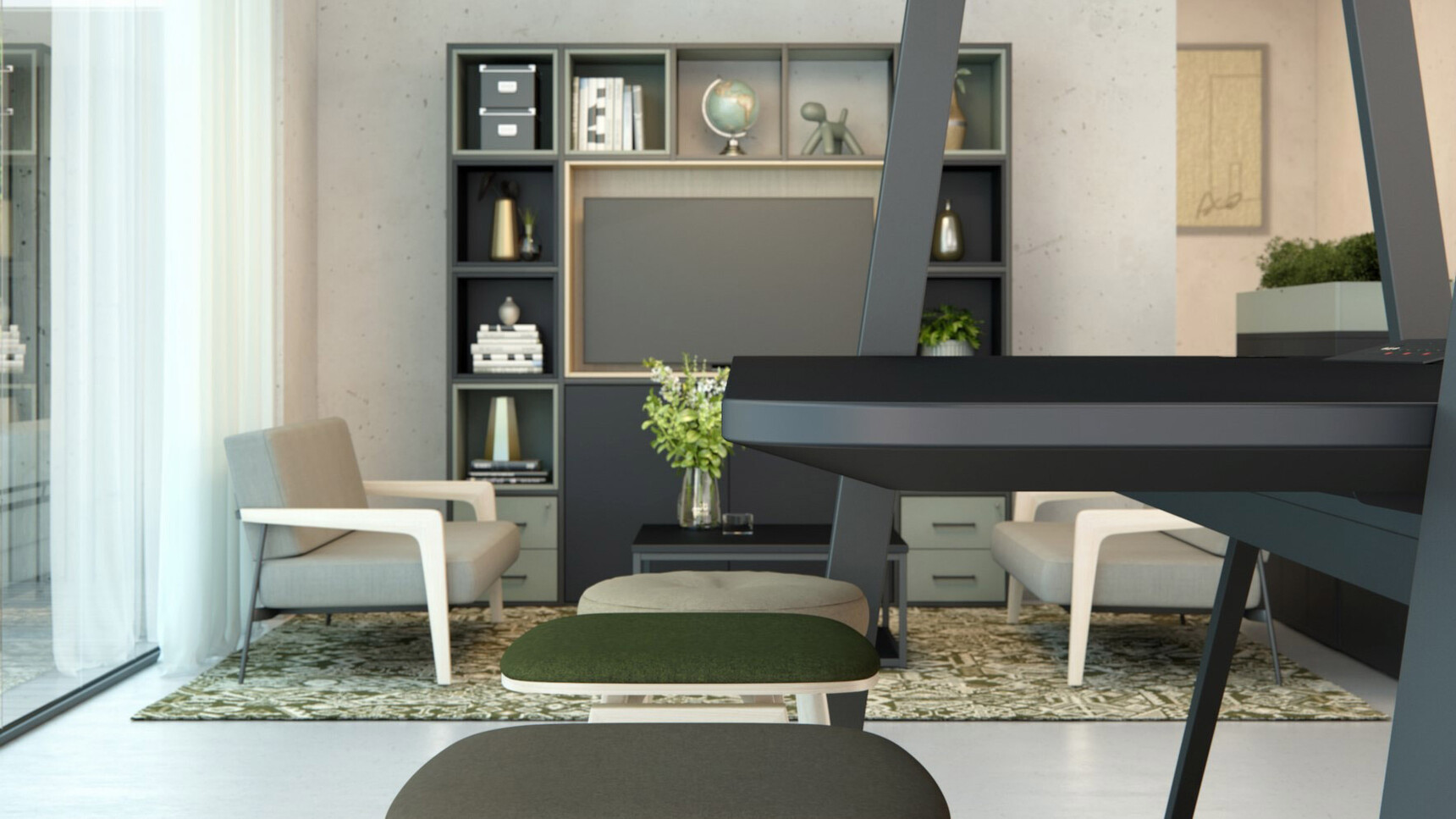 Elite Office Furniture Alto Canopy High Bench With Support Frame Black Nanotech Finish In Office Setting