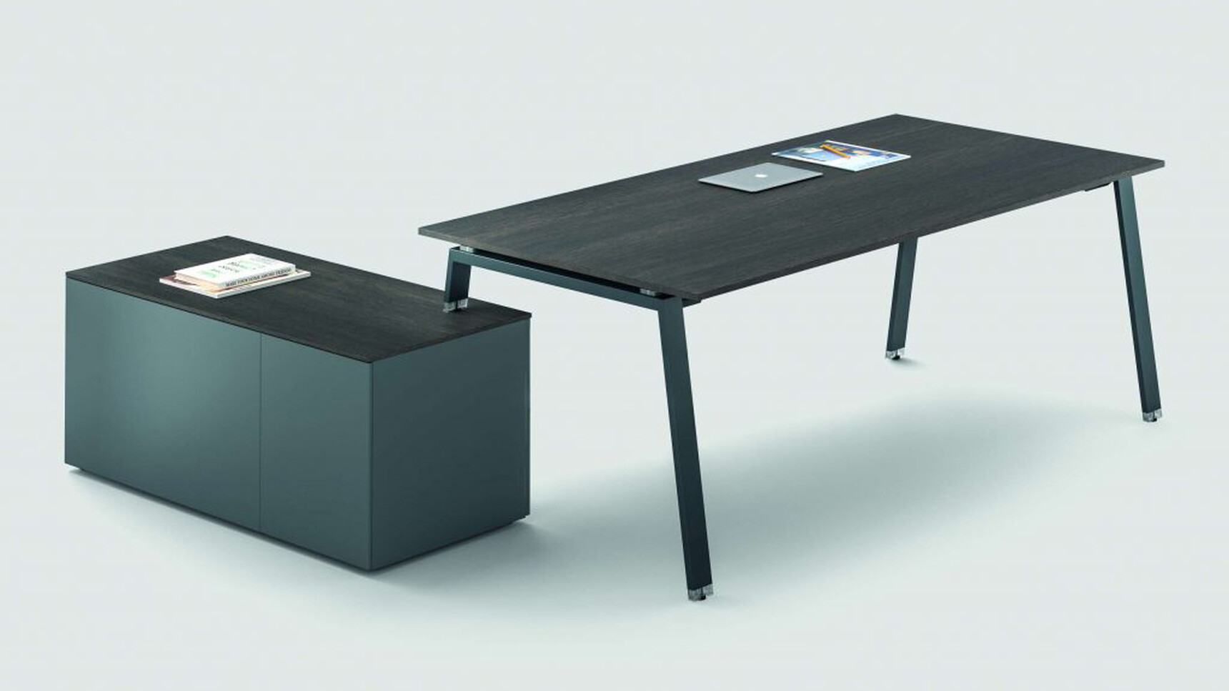 Bralco Take Off L-Shaped Office Desk With Return Wood Top Family Image