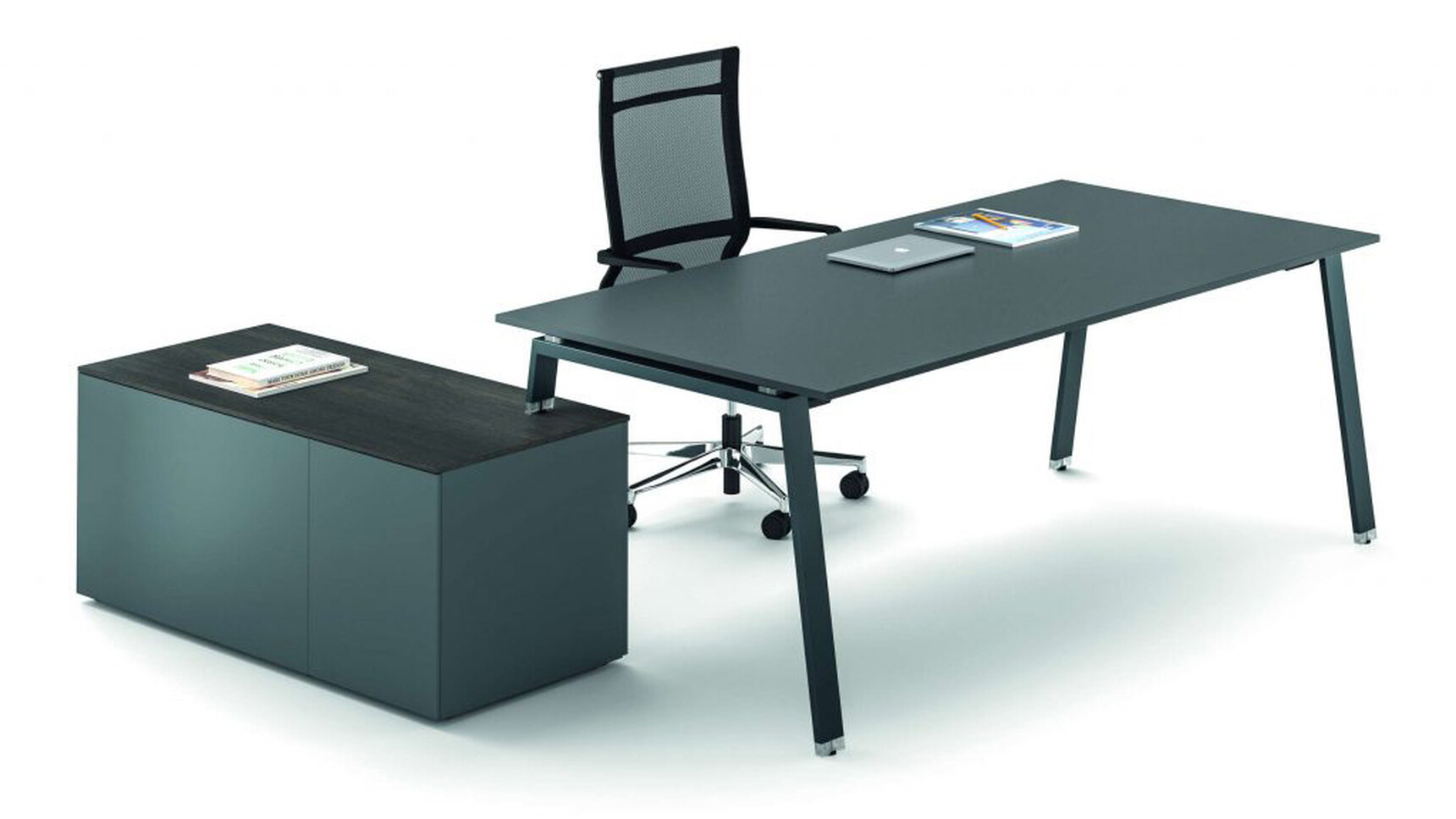 Bralco Take Off L-Shaped Office Desk With Return Black Top Family Image