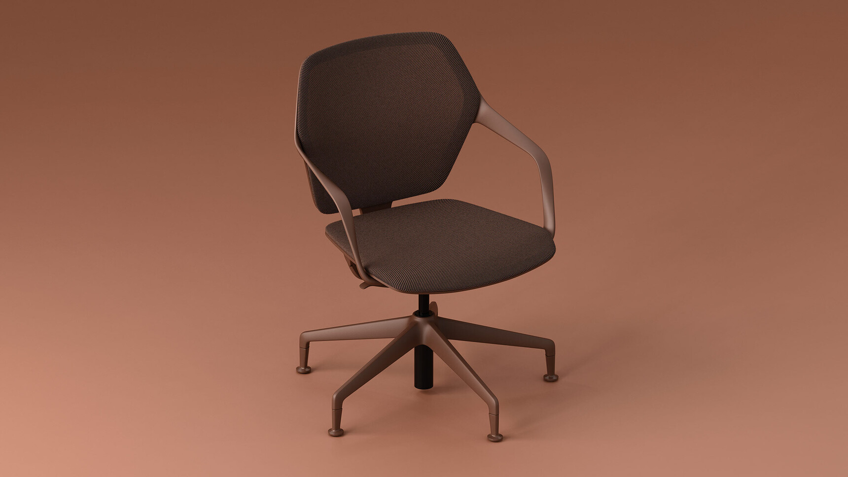 Brunner Ray Work Universal Mesh Swivel Chair With Armrests On Glides Earth Finish Family Image