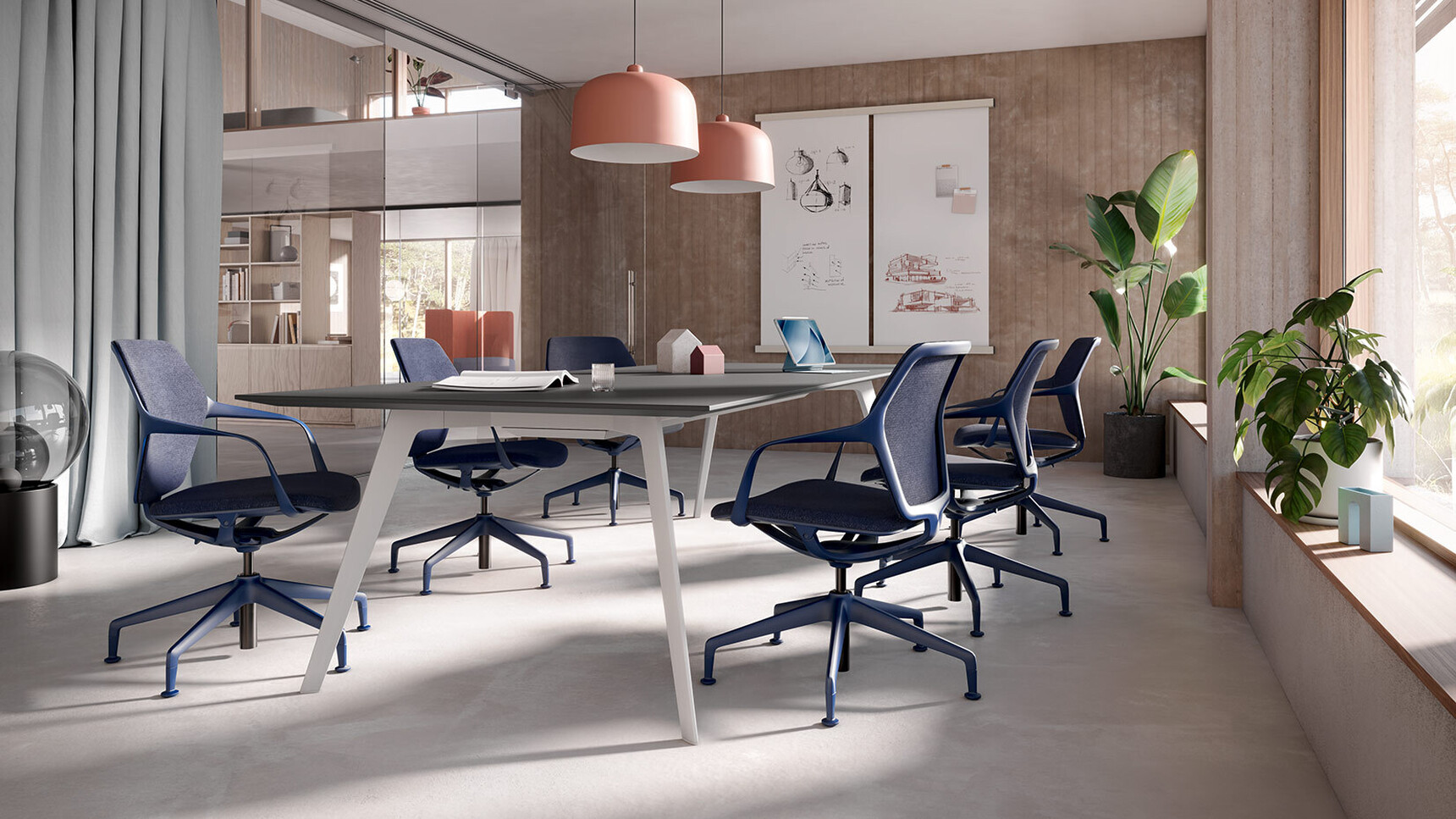 Brunner Ray Work Universal Mesh Swivel Chairs With Armrests On Glides In Office Setting