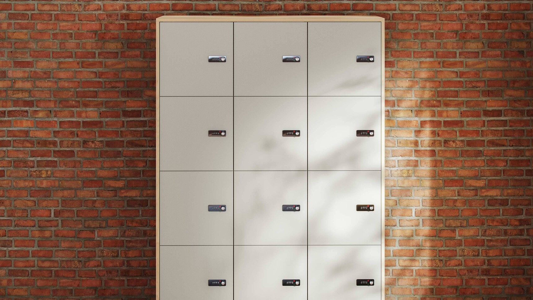 Rawside 3by4 Lockers Pebble Doors Grey Finish In Office Setting
