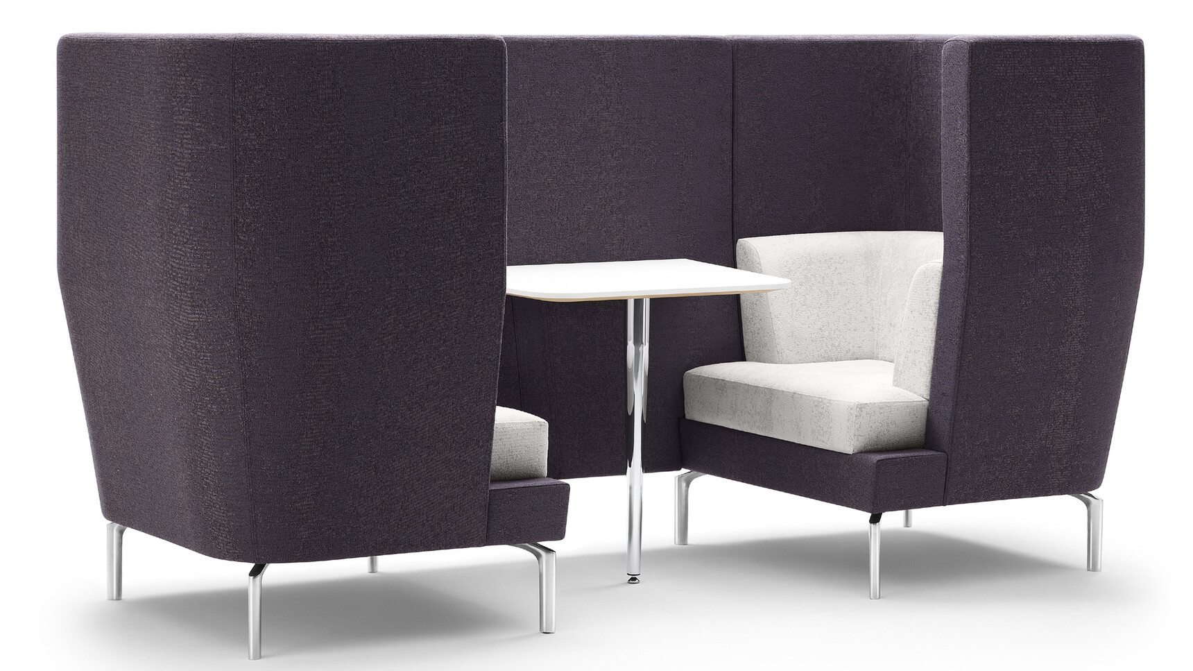Boss Design Entente One Seater High-Back Privacy Booth Purple Upholstery In Office Setting