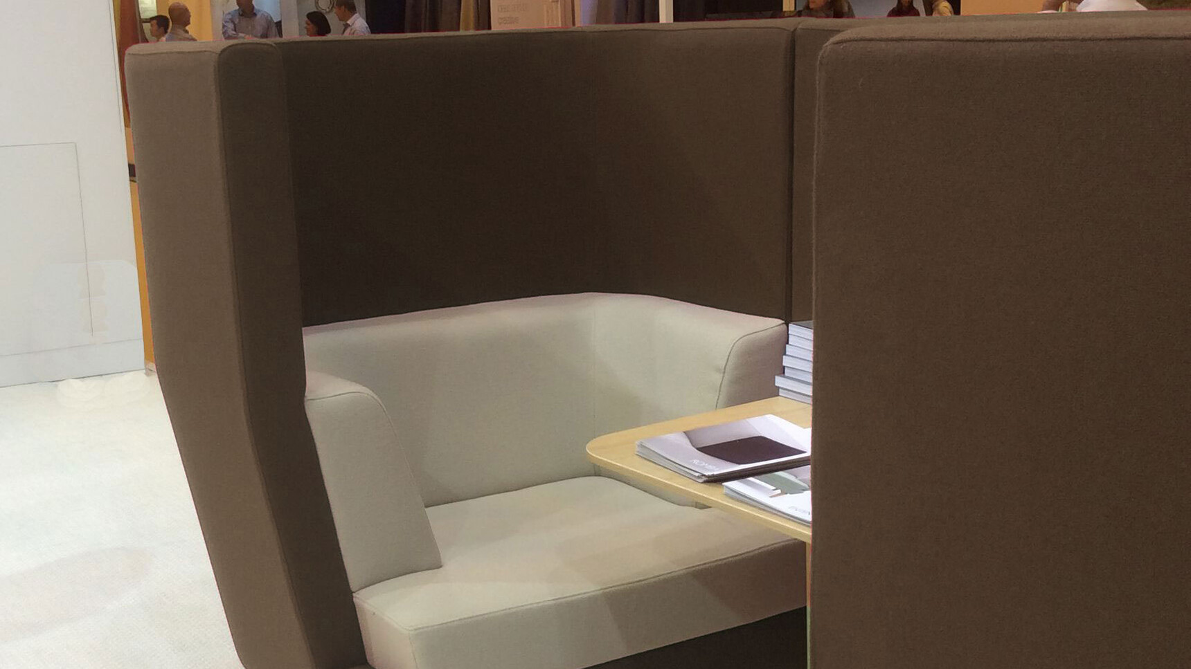 Boss Design Entente One Seater High-Back Privacy Booth Brown Upholstery Detail Image