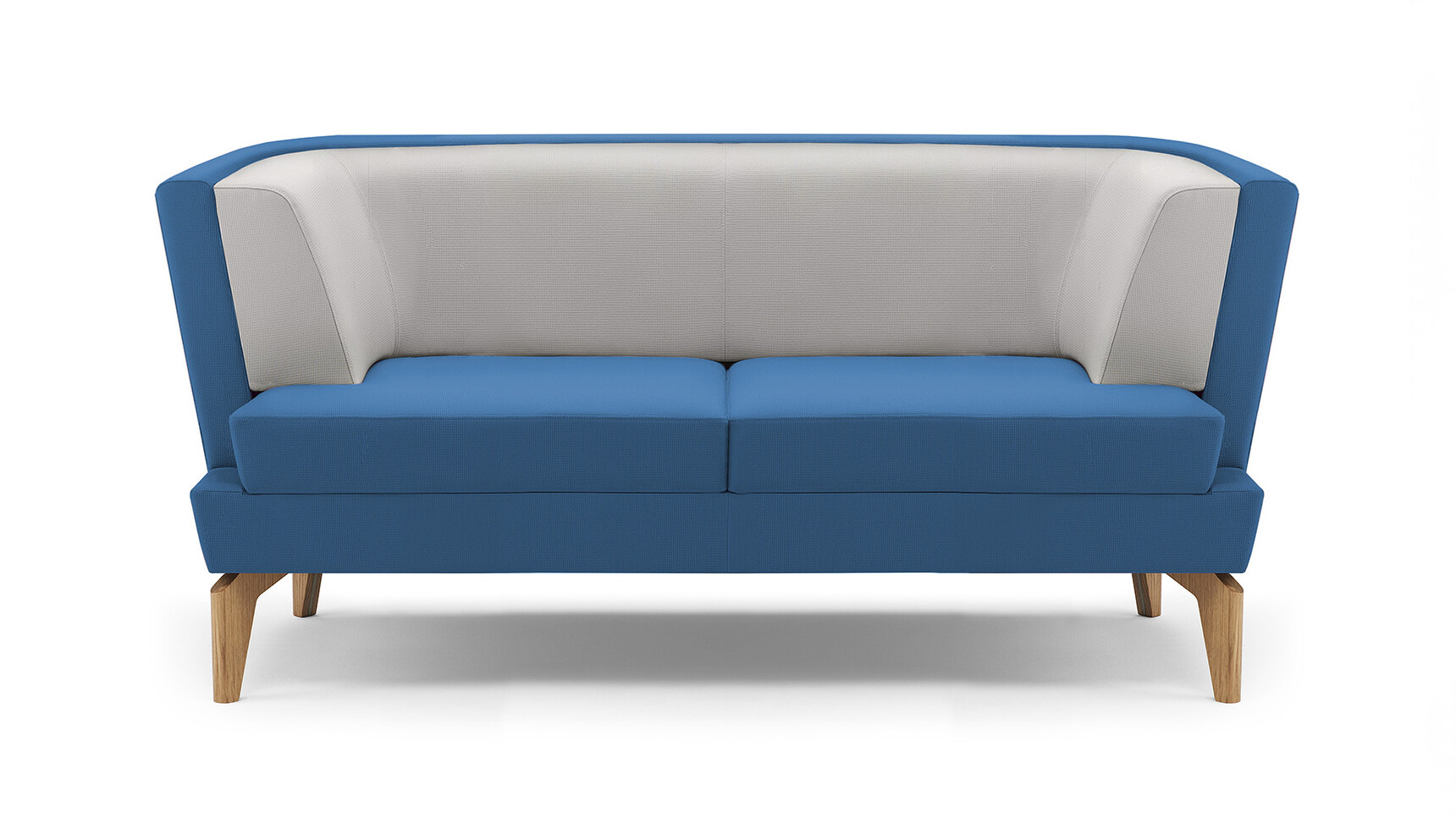 Boss Design Entente Two Seater Low-Back Sofa Blue Upholstery Oak Legs Family Image