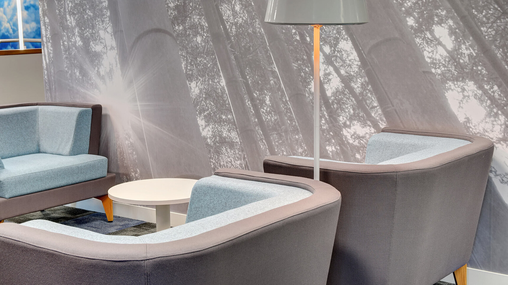 Boss Design Entente One Seater Low-Back Chairs Blue Grey Upholstery Detail Image