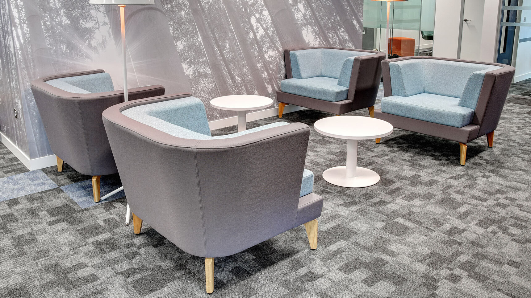 Boss Design Entente One Seater Low-Back Chairs Blue Upholstery In Office Environment