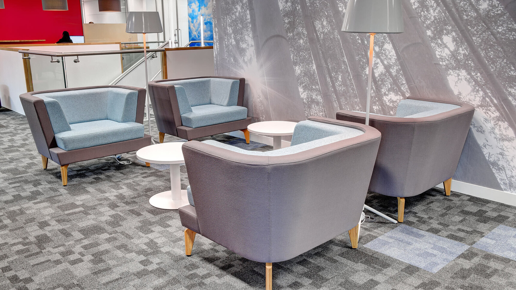 Boss Design Entente One Seater Low-Back Chairs Blue Upholstery In Office Setting