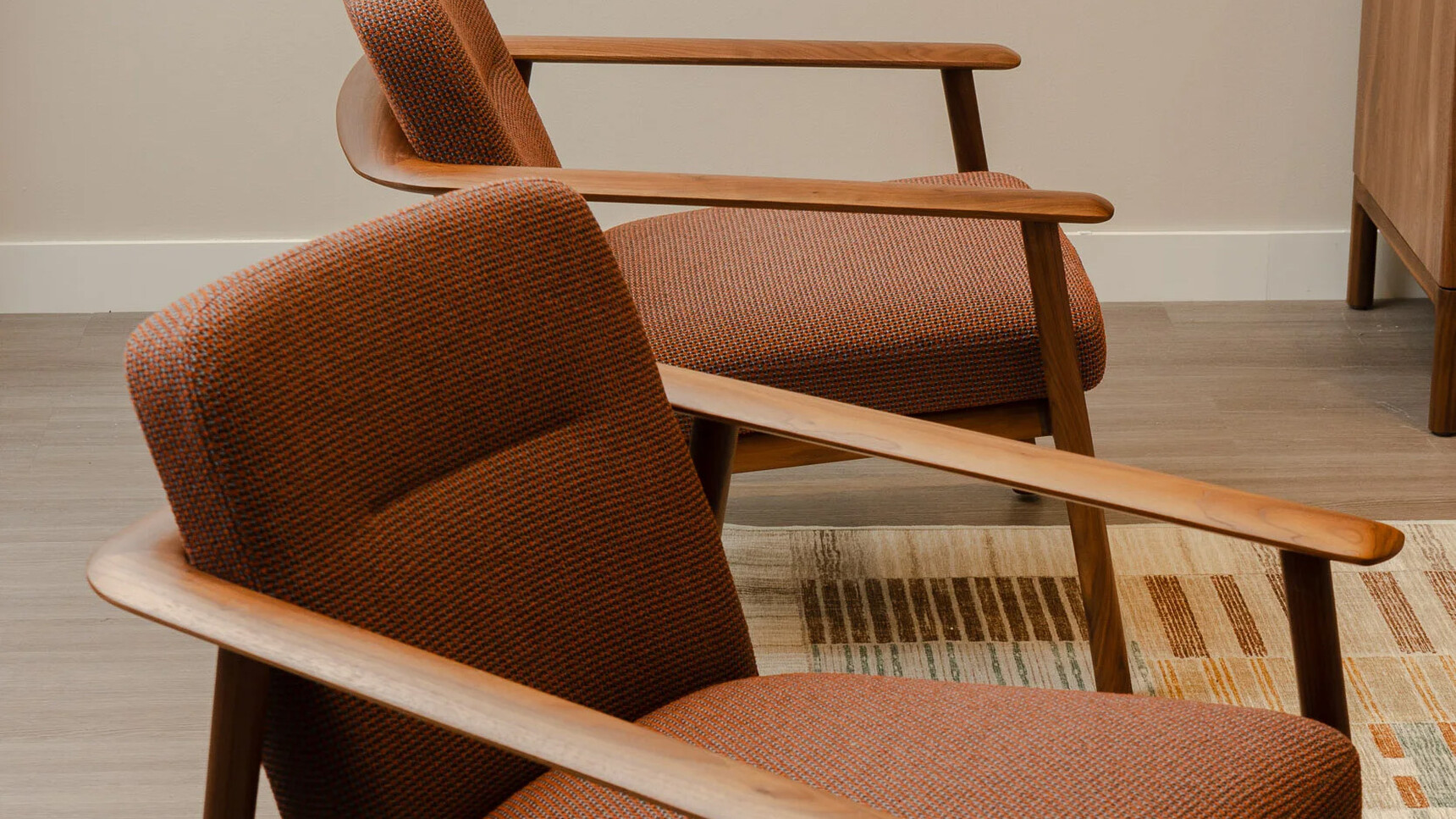 Boss Design Kato Lounge Armchairs American Black Walnut Frames Detail Image