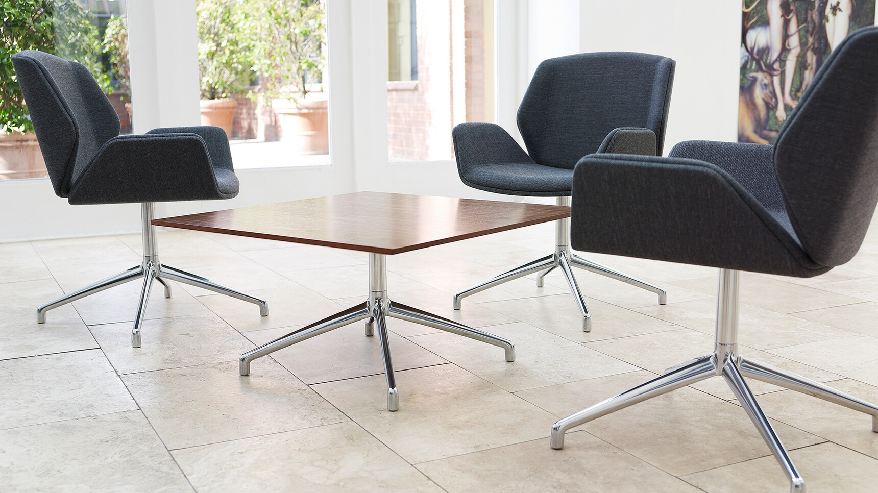 Boss Design Kruze Four Star Base Side Chairs Blue Upholstery Family Image